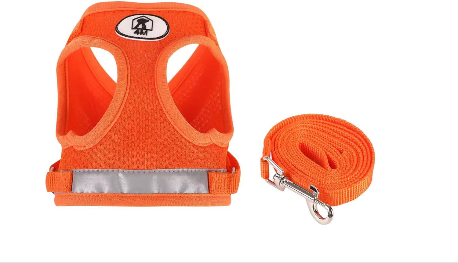 4M Pets Cats and Dogs Vest Harnesses with Leash Reflective,Dog Vest Harness, Reflective & Adjustable Harness for Small to Medium Dogs (Orange, XL)