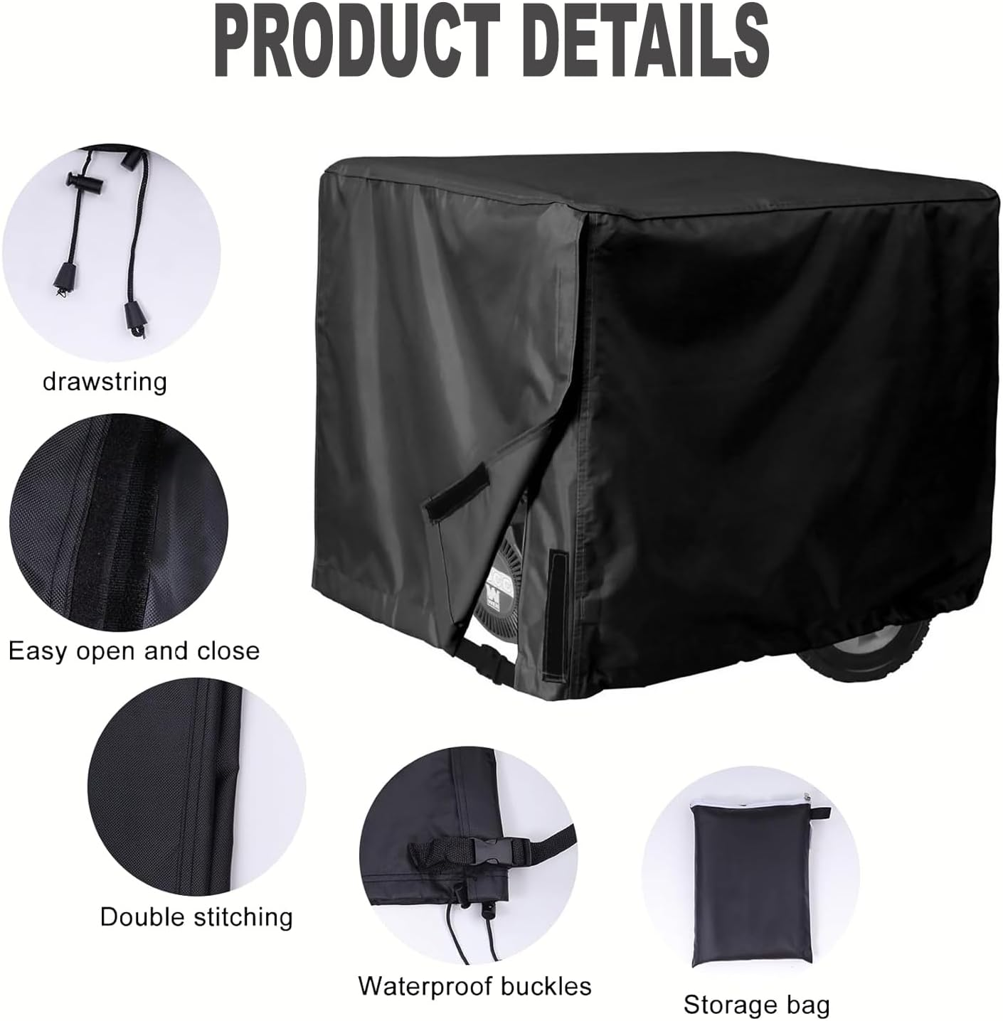 BEANPRECOY Outdoor Generator Cover 65X51X51Cm, Universal Waterproof & Dustproof Generator Protect Cover with Coating, Heavy Duty Sun Shade Cover for Outdoor Most Generators