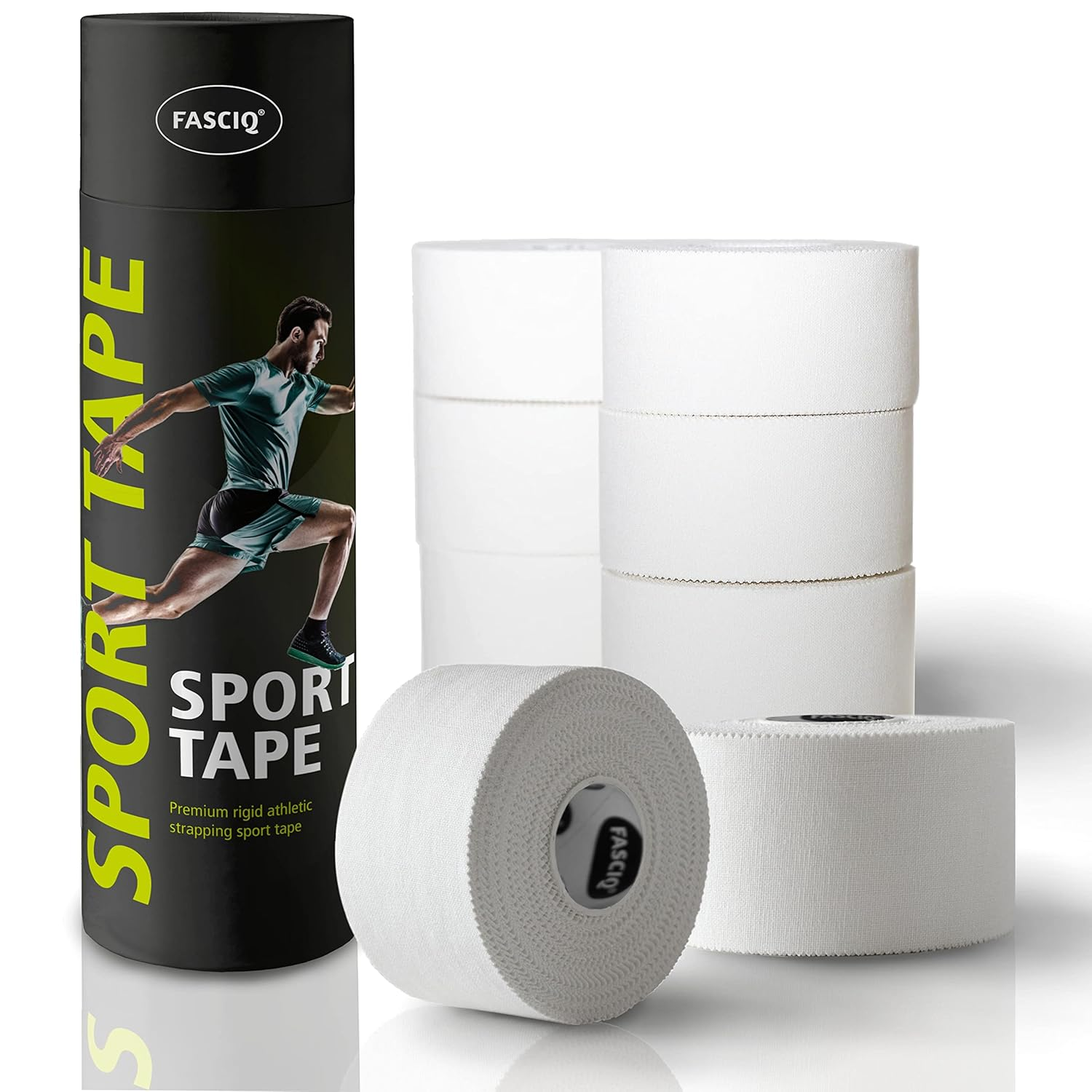 FASCIQ Premium Rigid Sports Tape | 8 Rolls 3.8Cm| White Athletic Tape | Easy Tear Soft Cotton | the Best Adhesion | Perfect for Athletes & Medical Trainers | Recover Faster, Train Harder! image number 5