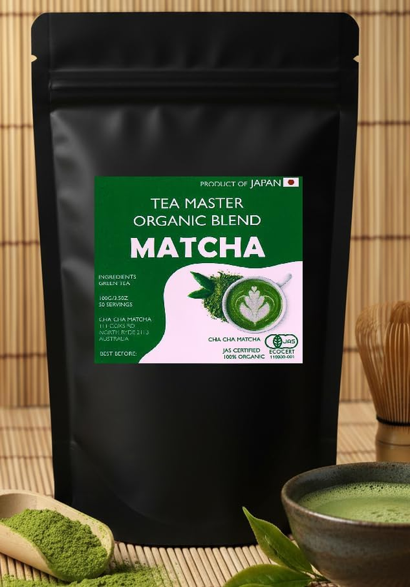CHA CHA MATCHA &ndash; Tea Master Organic Blend, Premium Japanese Matcha Green Tea Powder 100G-100% Jas-Certified Organic, Authentic Japanese Matcha
