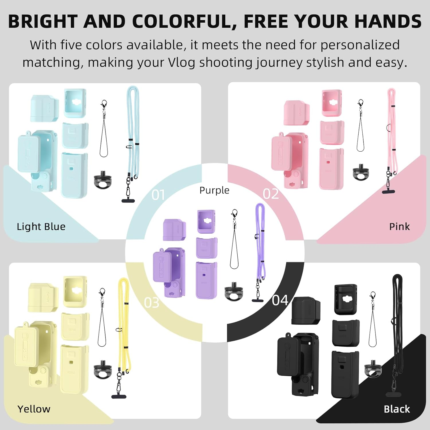 Flymile Pocket 3 Silicone Cover & Neck Lanyard, Protective Sleeve Case Lens Protector Scratch-Resistant Adjustable Easy Carry Crossbody Strap for DJI OSMO Pocket 3 Creator Combo Accessories(Yellow) image number 6