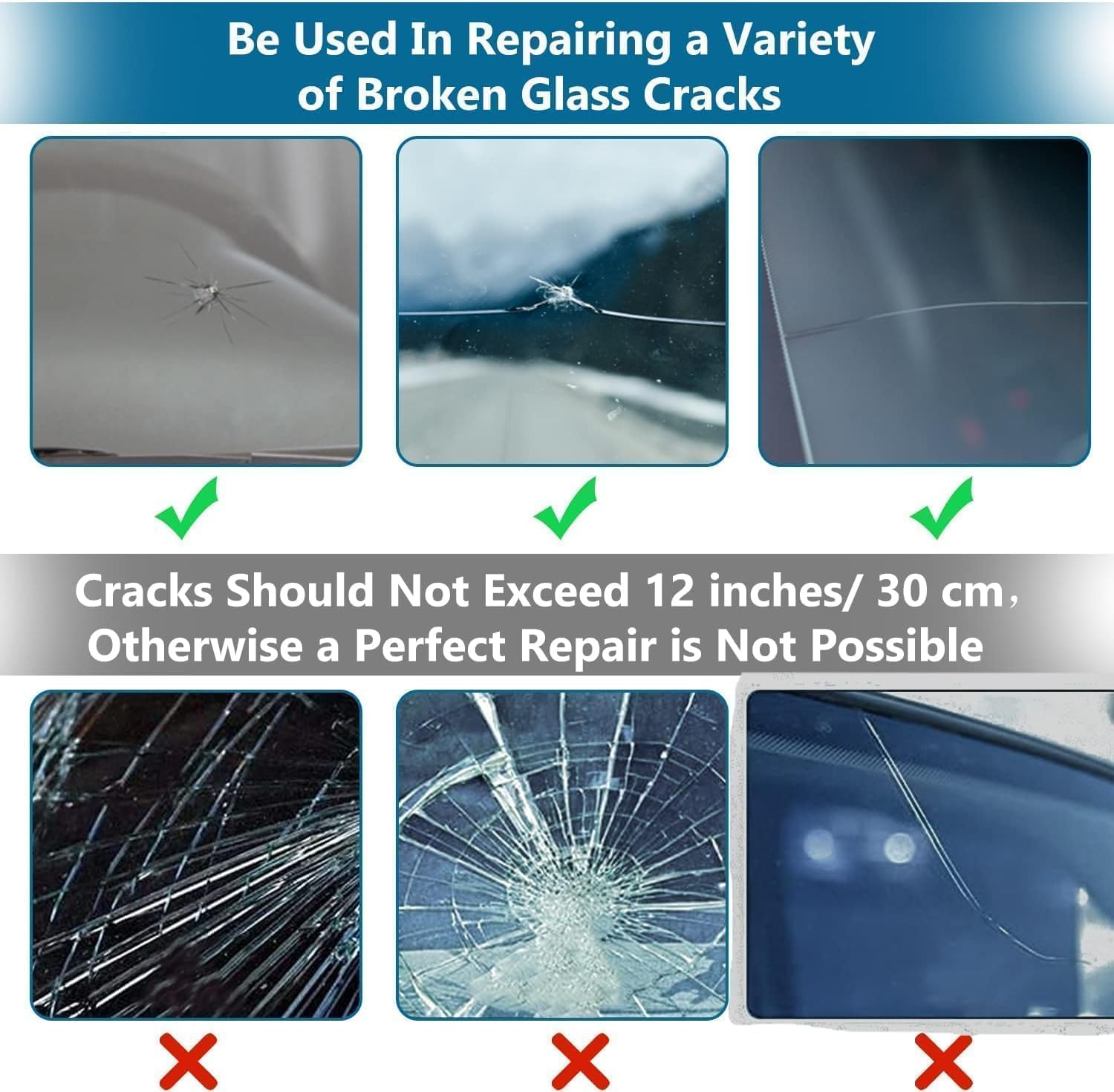 Windshield Crack Repair Kit, Windshield Repair Kit for Chips and Cracks, Glass Repair with 2 Bottles of Resin image number 1