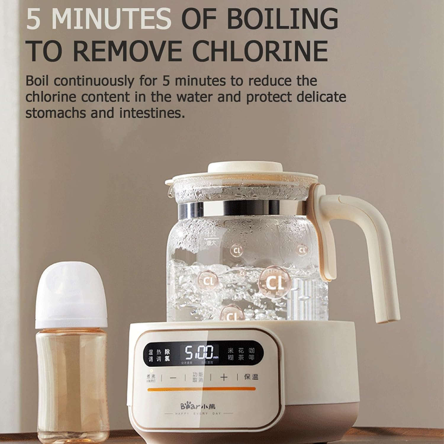 NEW Baby Bottle Warmer, 1.3L Formula Maker with &plusmn;1℃ Precision, 72H Keep Warm, 316 Stainless Steel & One-Key Purification (Chinese Panel) image number 1