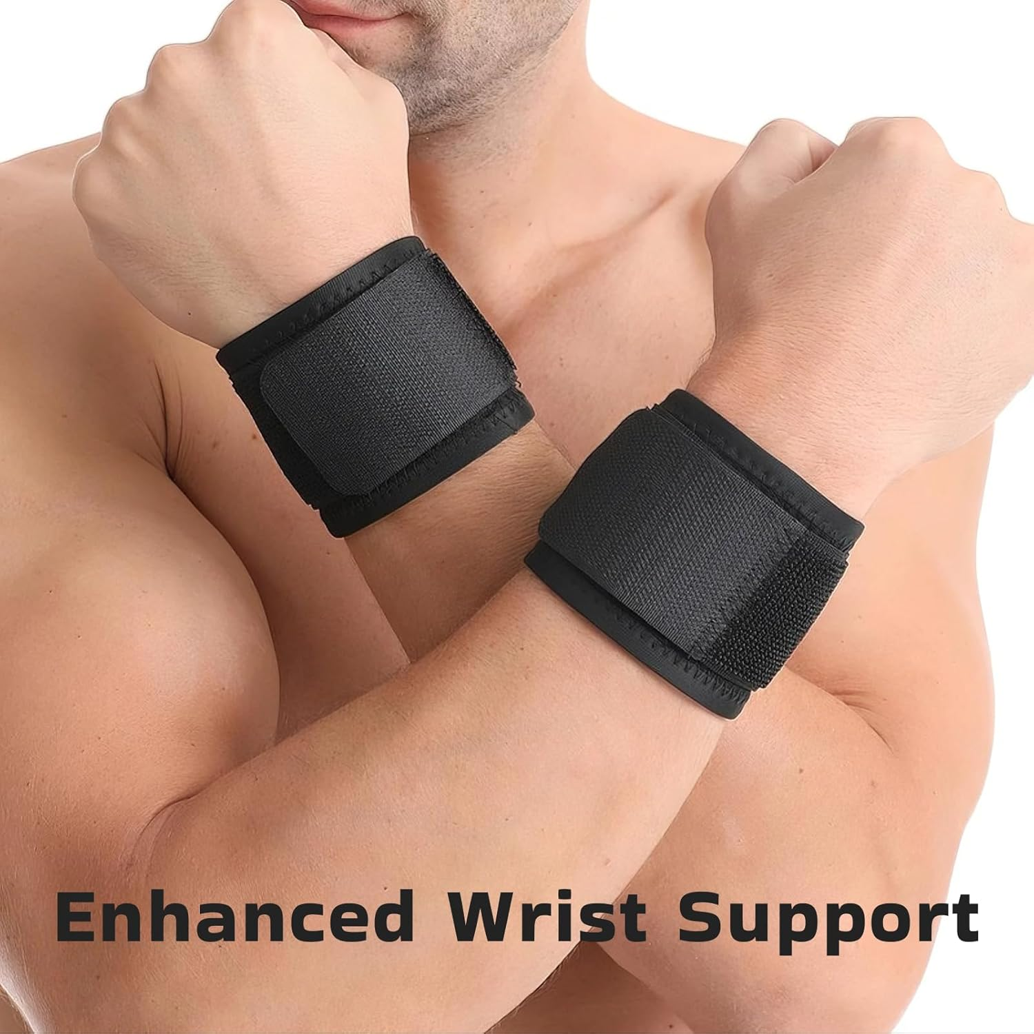 Adjustable Compression Wrist Wraps for Men and Women, 2 PCS of Durable Wrist Braces for Carpal Tunnel Relief, Wrist Support for Fitness, Weightlifting, Gym Workouts, and Everyday Use image number 1