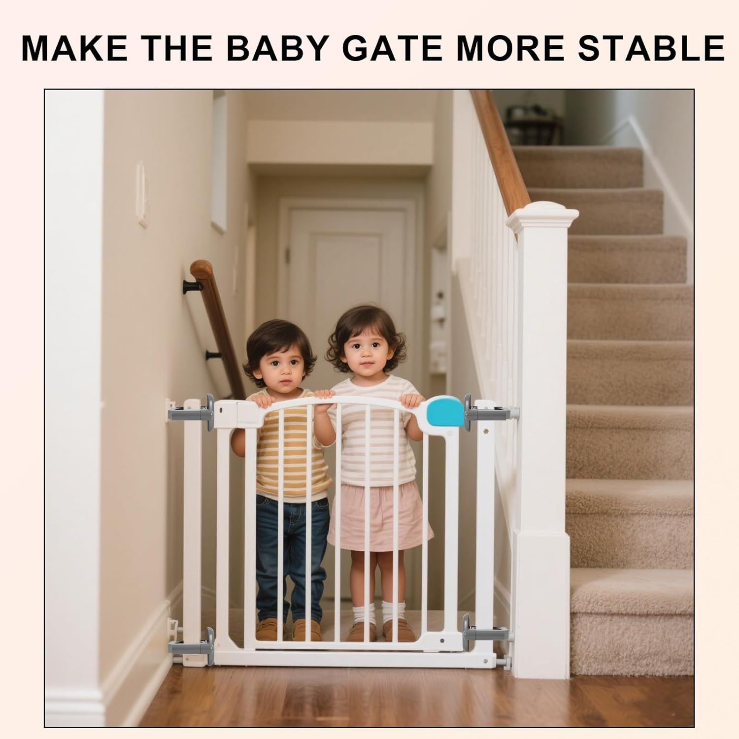 BOXOB 2Pcs Baby Gate Banister Adapter, No-Drill Mounting Accessories Universal Stairway Baby Gate Mounting Kit for round Square Railings image number 4