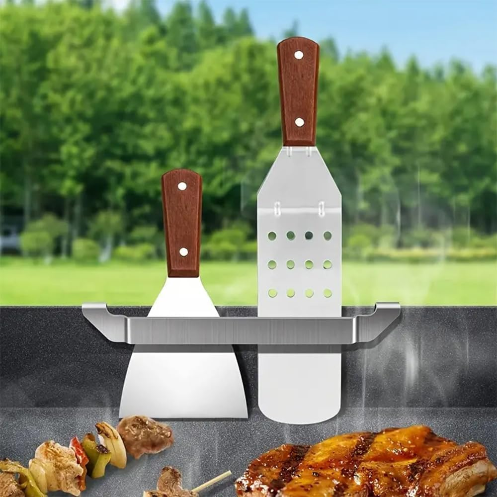 3 Pcs Stainless Steel Baking Pan Spatula Hanging Racks, Grill Barbecue Tool Rack, Spatula Holders, Outdoor Camping Picnic BBQ Grill Essentials, Suitable for Camp Chef, Blackstone, Royal Gourmet image number 3