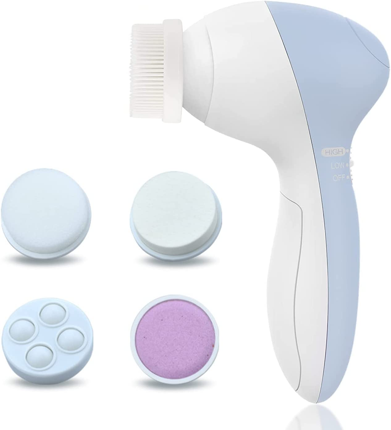 Electric Facial Cleaning Brush with 5 Brush Head,Waterproof Electric Exfoliating Face Cleaning Brush,Face Spa System for Deep Scrubbing,Gentle Exfoliation - 001