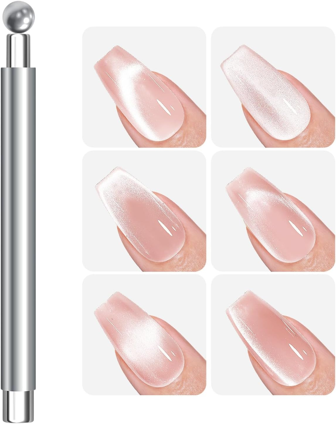 Nail Magnet | Kitten Eye Nail Craft Magnet with 2 Tips | Ergonomic Grip Multi-Functional Beauty Accessories for Gathering Salon Studio Dating Fingernails Polish