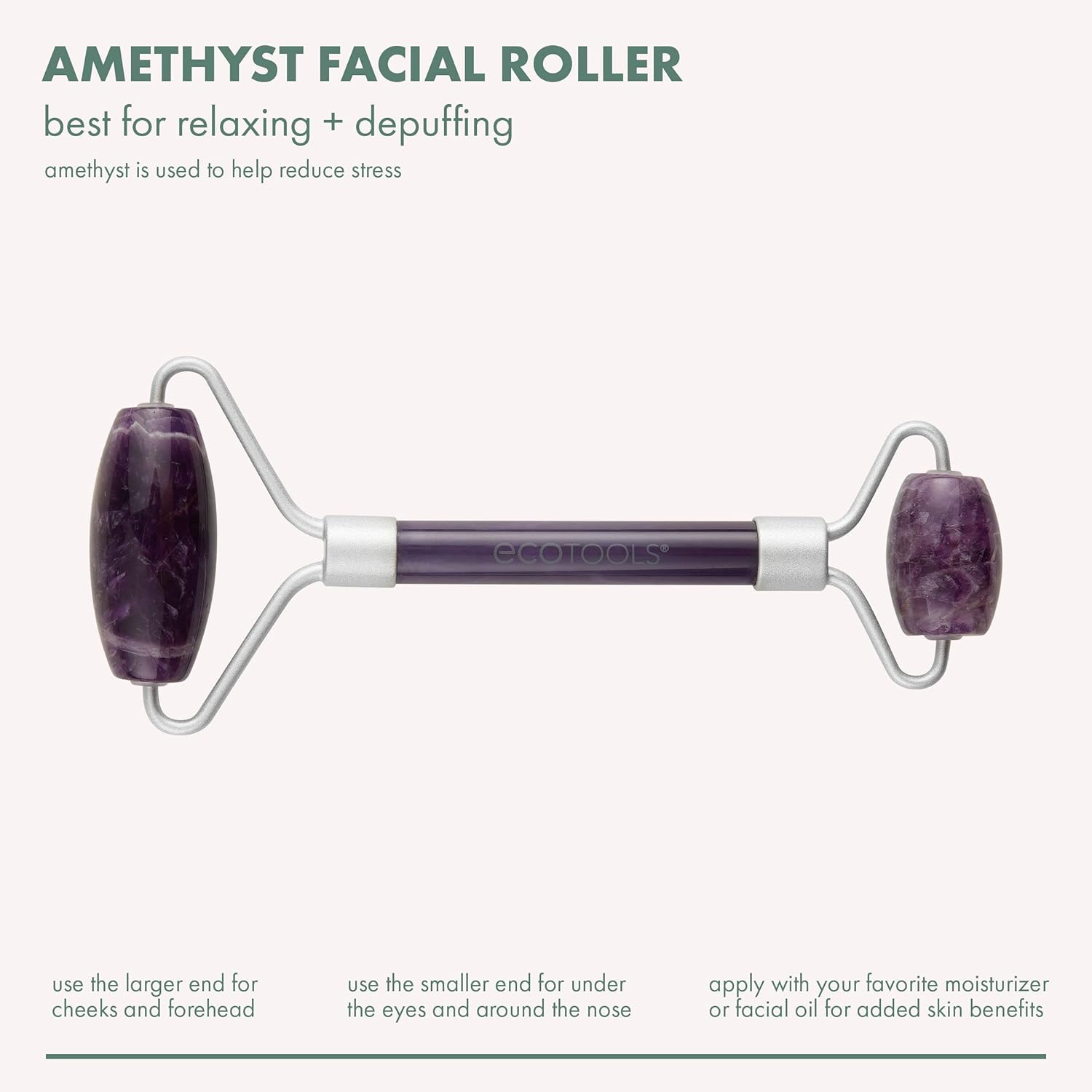 Eco Tools Amethyst Face + Eye Roller, Massage Tool Facial Set, 100% Skincare Essential image number 1