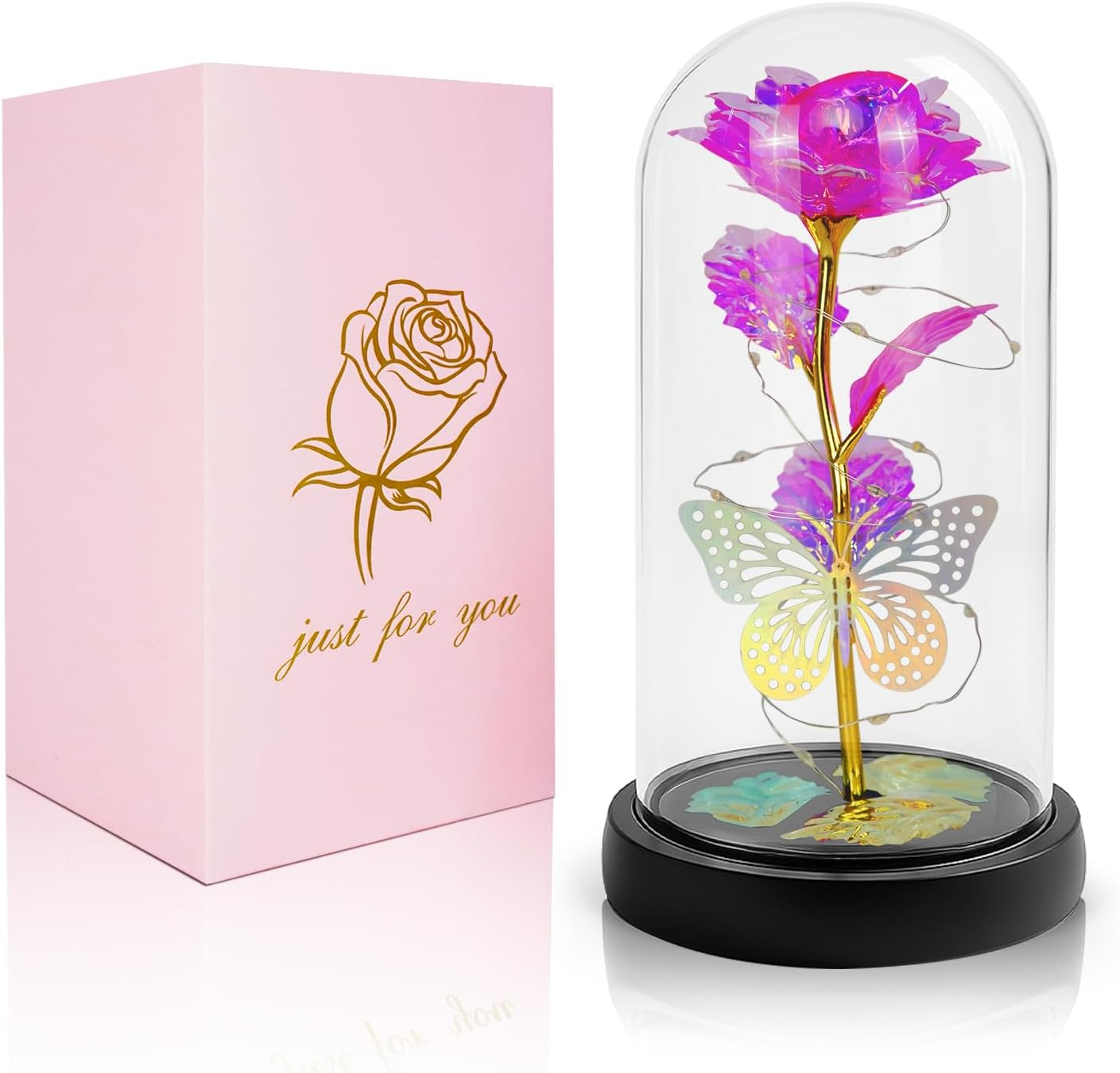 LIAN Rose Flower for Women, Forever Rose Flower Lamp, Mothers Day Flowers for Mom, Birthday Gifts Women, Rose Gifts. Valentine'S Day, Mother'S Day, Christmas, Anniversary, Birthday Gifts.