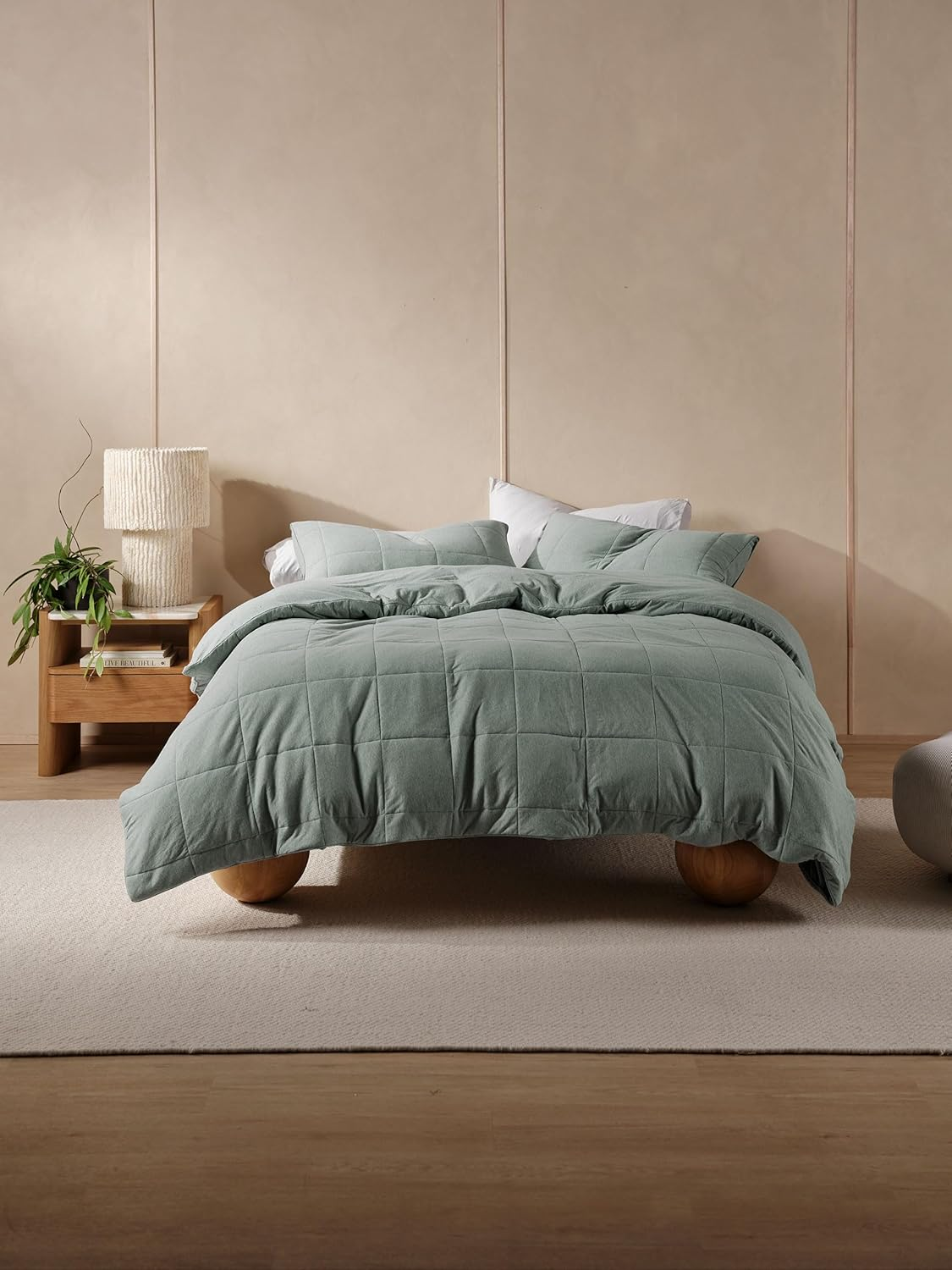 Linen House Ryland Eucalyptus Queen Bed Quilt Cover Set