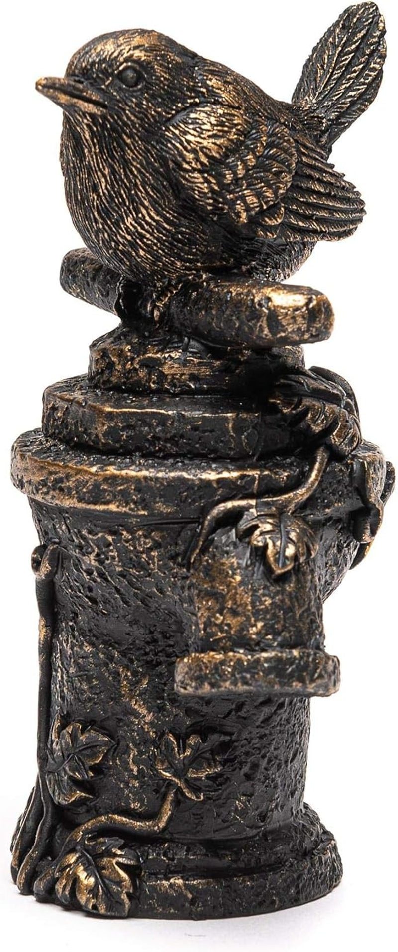 Jardinopia Garden Decor Antique Bronze Wren on Tap Stake Topper image number 2