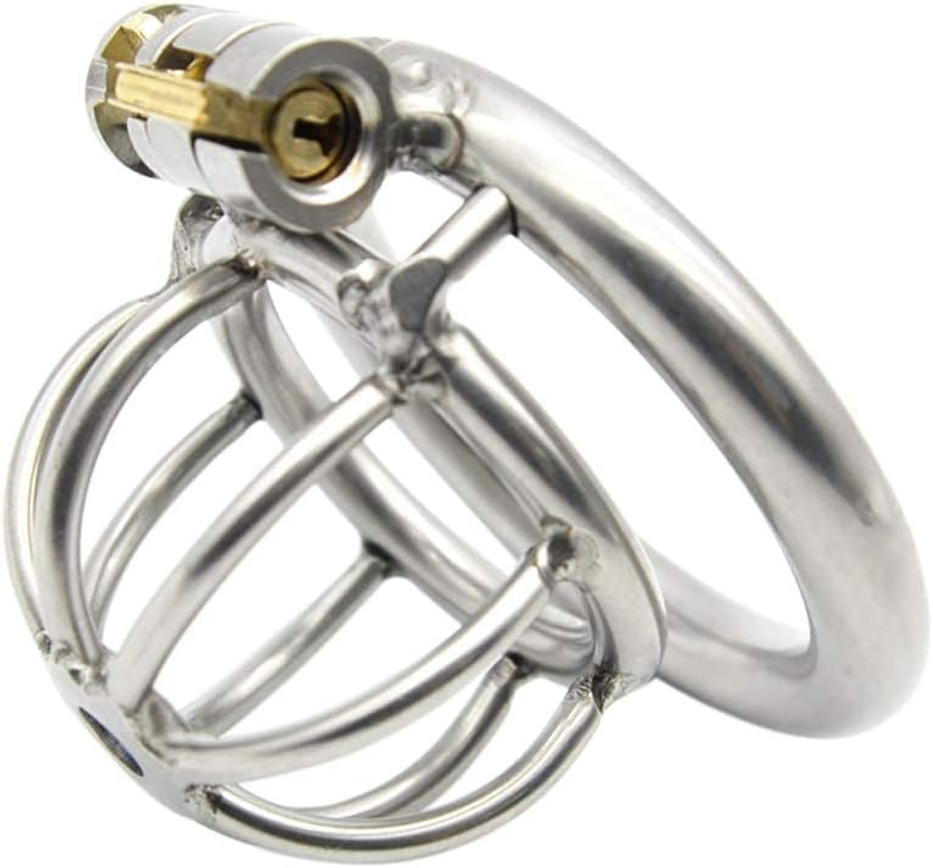 Beauty7 Men Stainless Steel Chastity Belt with Penis Dilator Chastity Cage Penis Cage Cock Cage Men Locking Penis Chastity Hat - Size: L image number 1