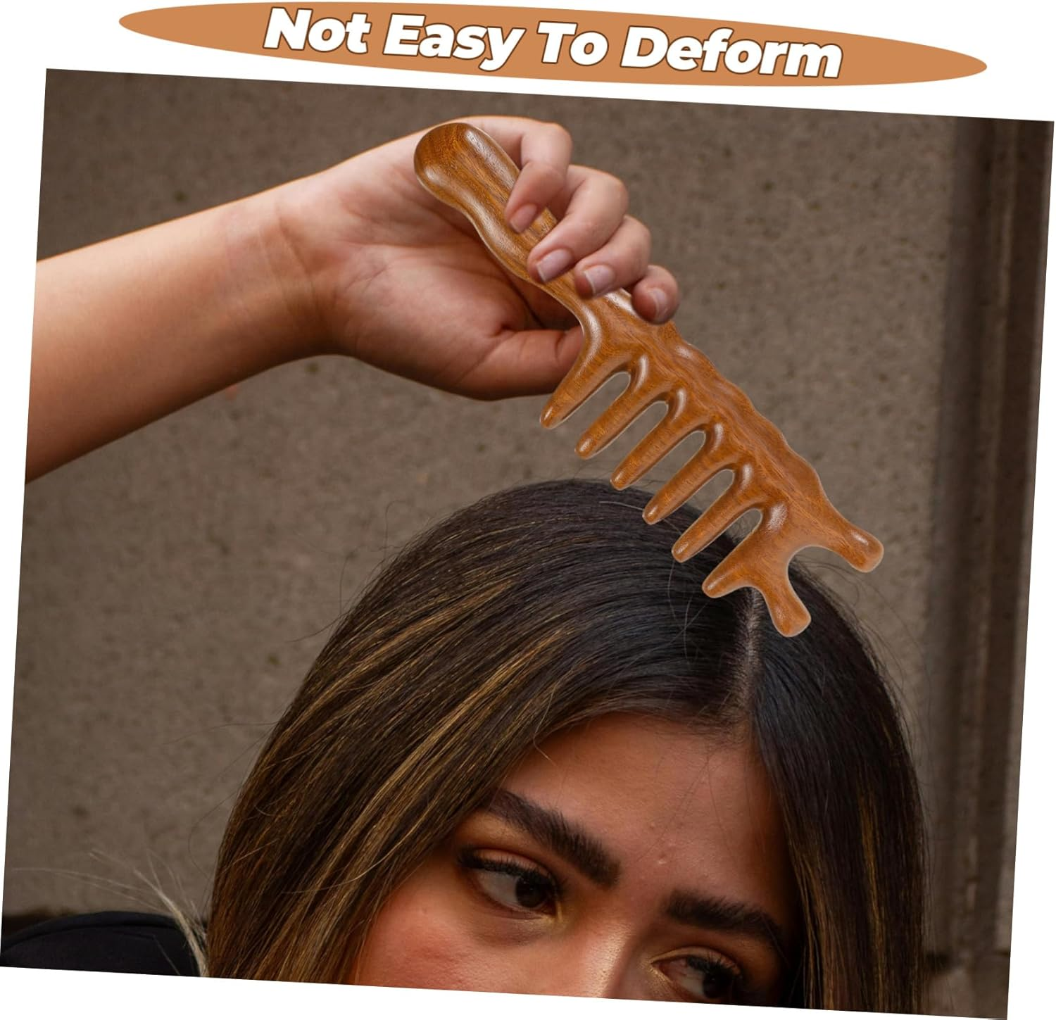 FRCOLOR Wooden Scalp Massage Comb Hair Scalp Massager Sandalwood Head Scratcher Wide Comb image number 4