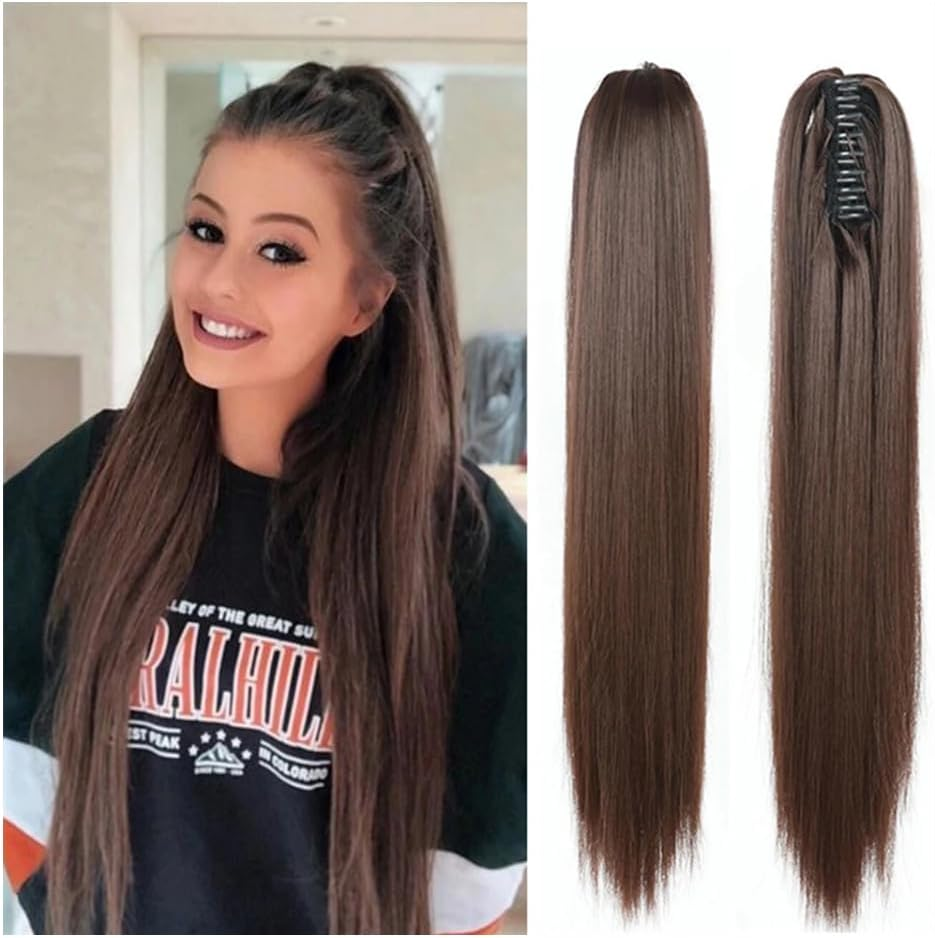 20 Inch Strap Ponytail Wig Claw Clip Long Straight Fake Pony Tail Natural Fake Ponytail Piece Ponytail Hairpiece Wig Hair Extensions image number 2