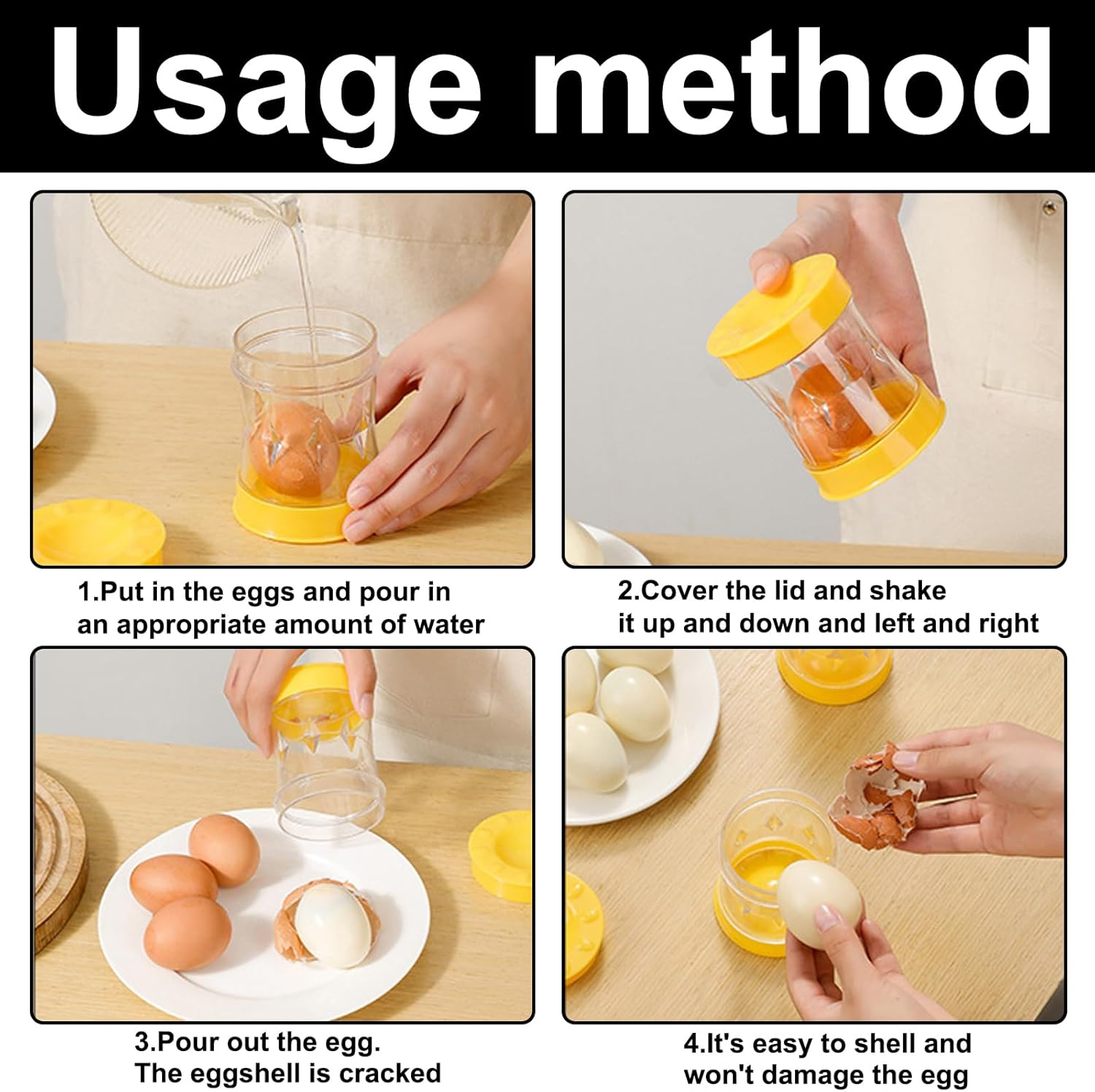 Egg Peeler for Hard Boiled Eggs, Egg Shell Remover Tool, Egg Shell Remover,Boiled Egg Peeler with Compact Design, Egg Opener and Cutter for Kitchen Use (Black image number 5