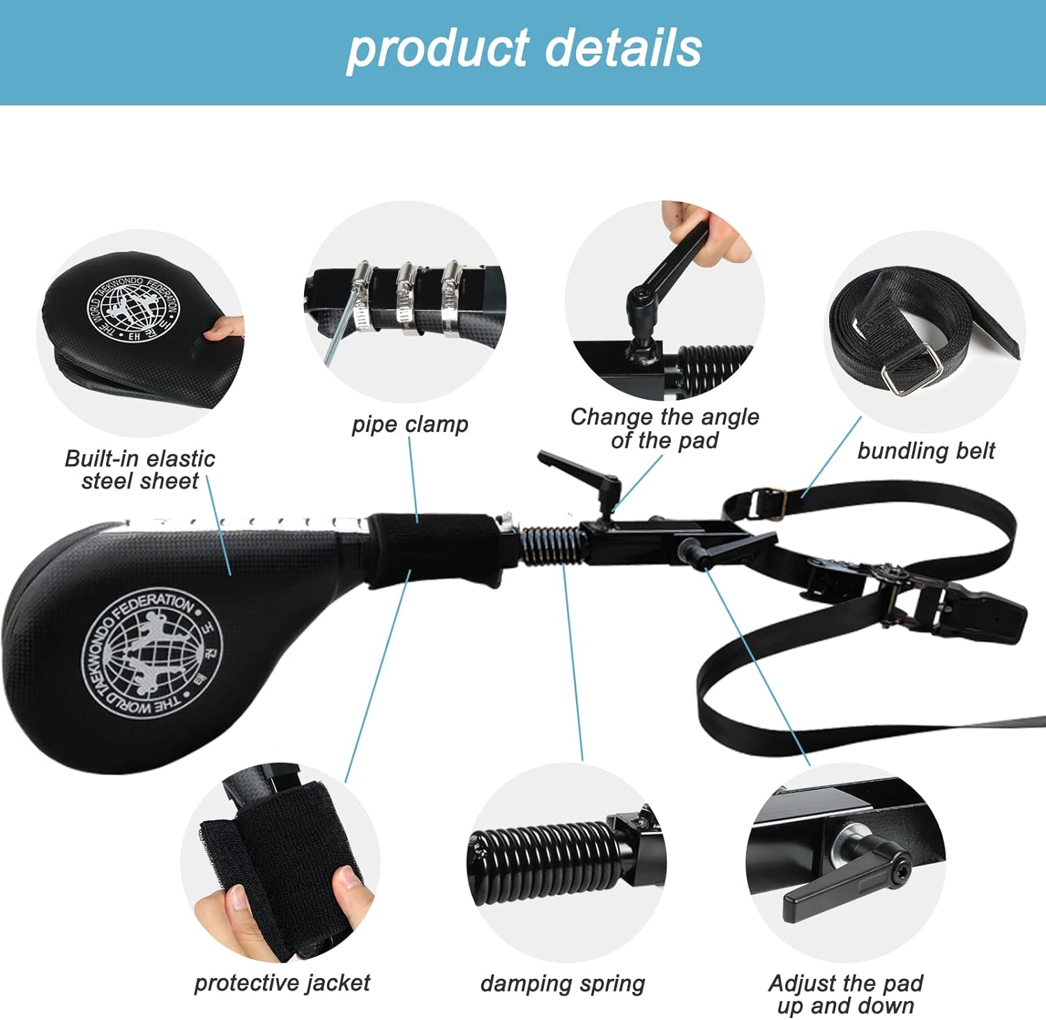 Taekwondo Kick Pads, Kicking Boxing Hands-Free Kicking Pads for Martial Arts with Mounting Bracket image number 6