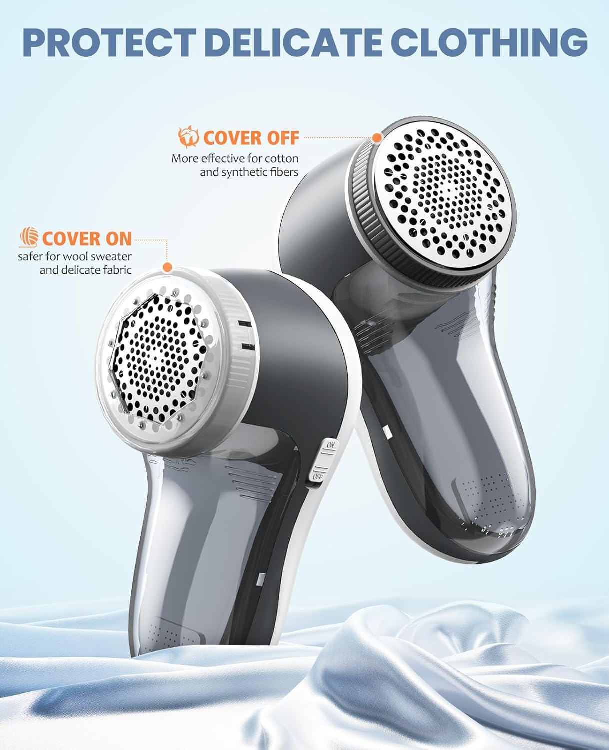 POPCHOSE Fabric Shaver, Lint Remover for Clothes, Electric Lint Shaver with 6-Leaf Blades, Sweater Shavers to Remove Pilling for Clothing, Couch, Furniture, Fuzz, Lint Ball, Pillings, USB Rechargeable