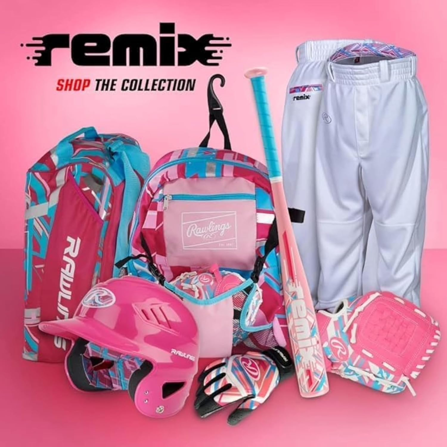 'Rawlings | Remix T-Ball & Youth Baseball/Softball Glove | Sizes 9'' - 10.5''' - Right Hand Throw, Pink image number 2