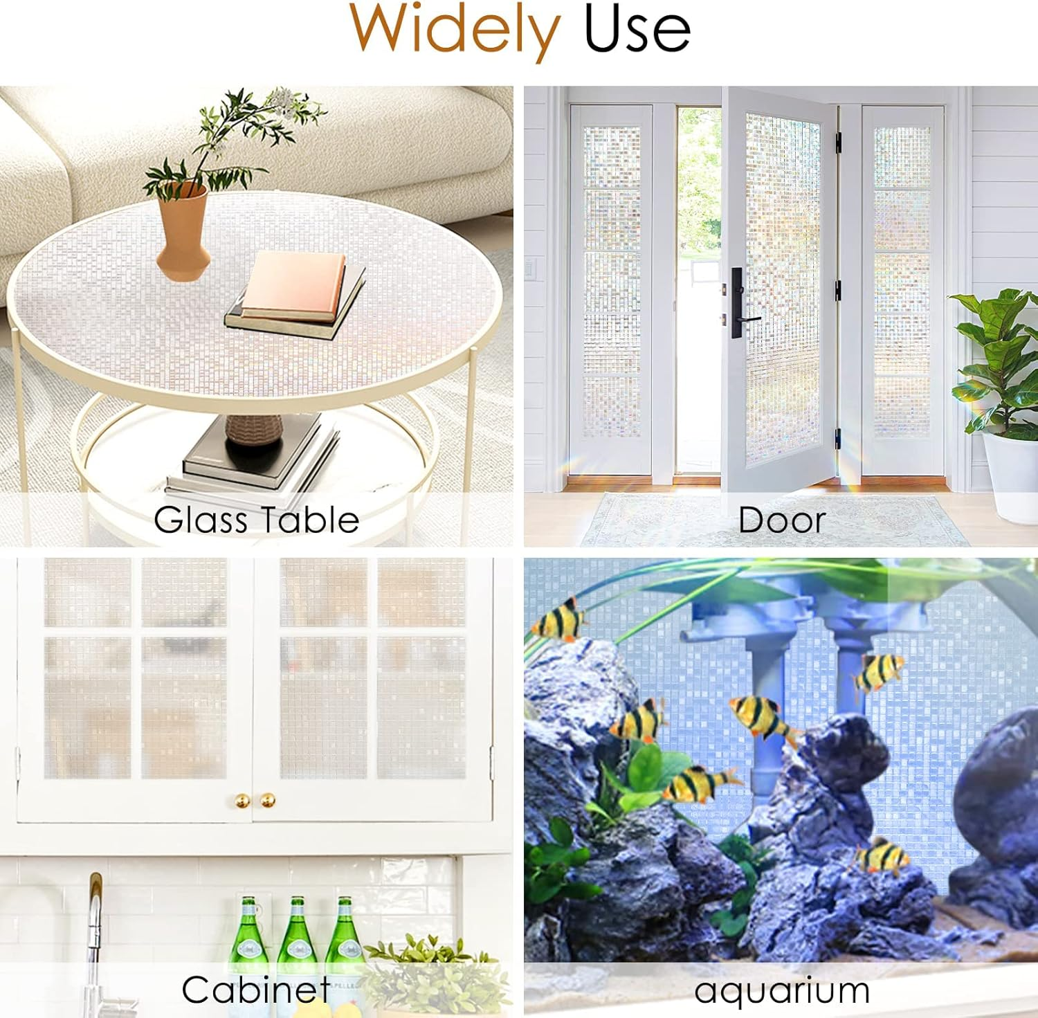 Rabbitgoo Window Privacy Film Stained Glass Window Film Mosaic Static Cling Decorative Window Vinyl, Removable Rainbow Window Tint, Non-Adhesive UV Blocking for Home Office, 44.5 X 200 Cm image number 2