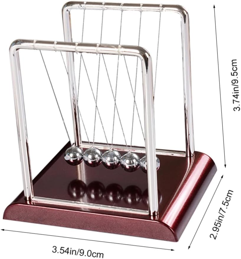 Ibasenice Pendulum Swinging Decorations - Metal Pendulum Swinging Balance Balls Newtons Cradle Balance Balls with Red Base Office Set Desk Accessories image number 2