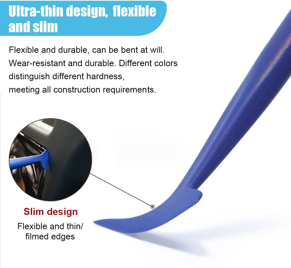 GLSOWEE 3PCS Car Micro Squeegee Curves Slot Tint Tool Set, Auto Vinyl Wrap Tool Kit, 3 in 1 Flexible Vinyl Applicator Tool with Different Hardness for Car Wrapping, Window Tinting image number 2