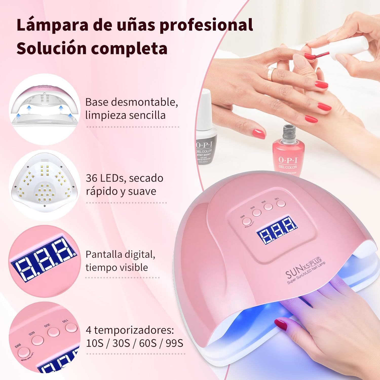 UV Nail Lamp 80 W LED Lamp for Nails with Sensor & Timer - UV Lamp for Gel Nails with 36 Leds, 4 Modes, Nail Dryer for UV Nail Polish, Manicure & Pedicure image number 1
