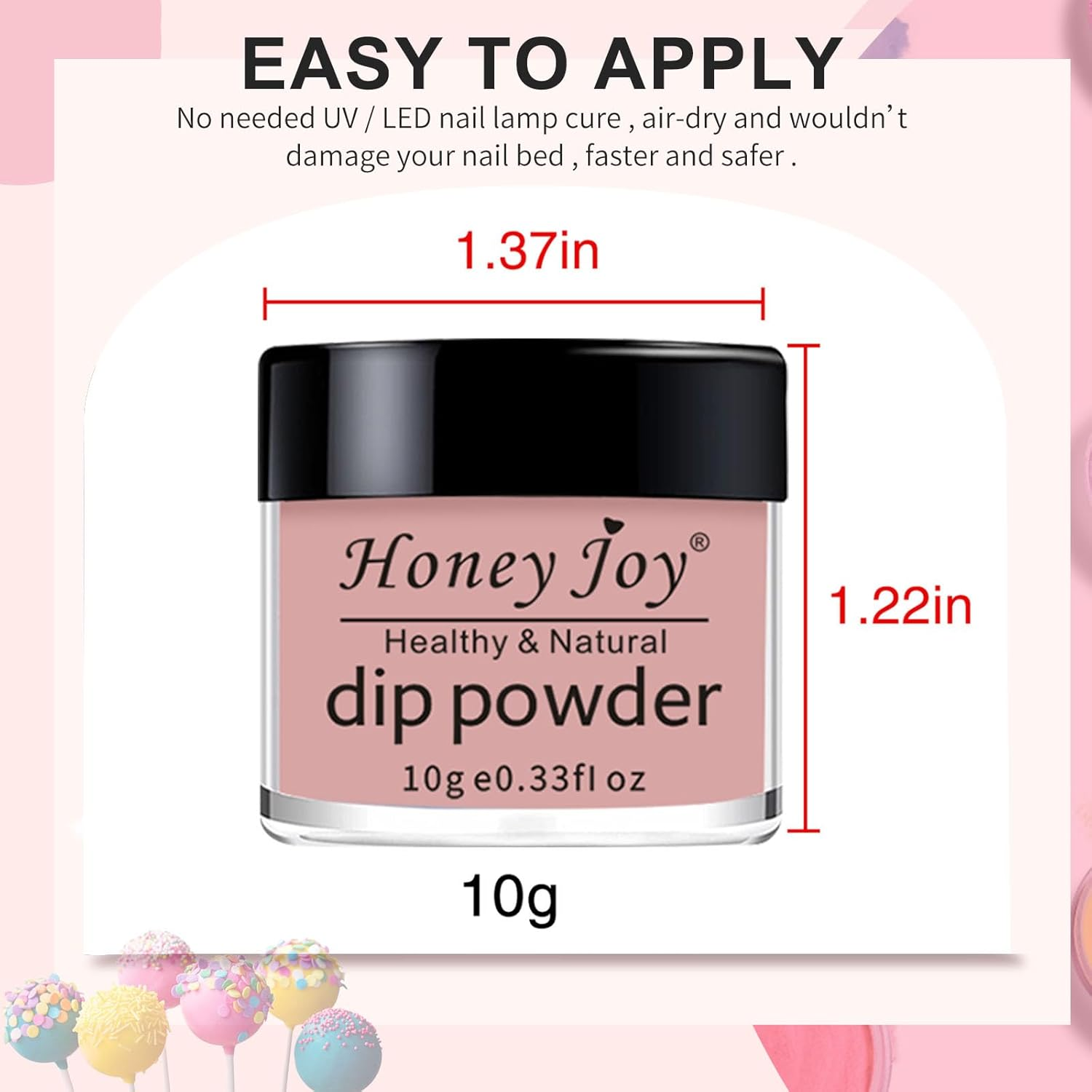 Honey Joy Dip Powder Nail Kit Starter, 4 Colors Light Pink Nude Skin Tone Dipping Powder Liquid Set with Base Top Coat Activator for Nail Art Manicure Salon DIY No LED Nail Lamp Needed, Dip-7Pcs-05 image number 4