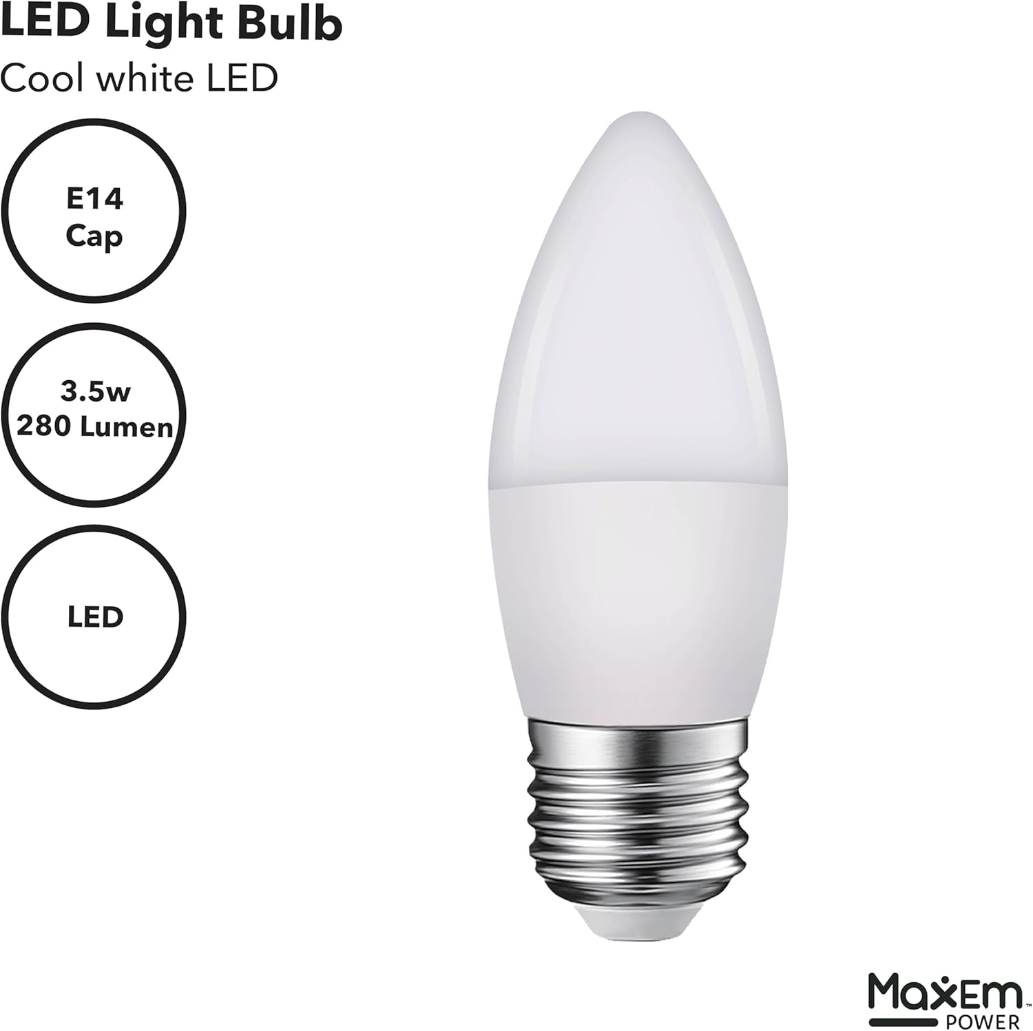 Maxem Power 3.5W E14 Cap LED Light Bulb, Cool White image number 2