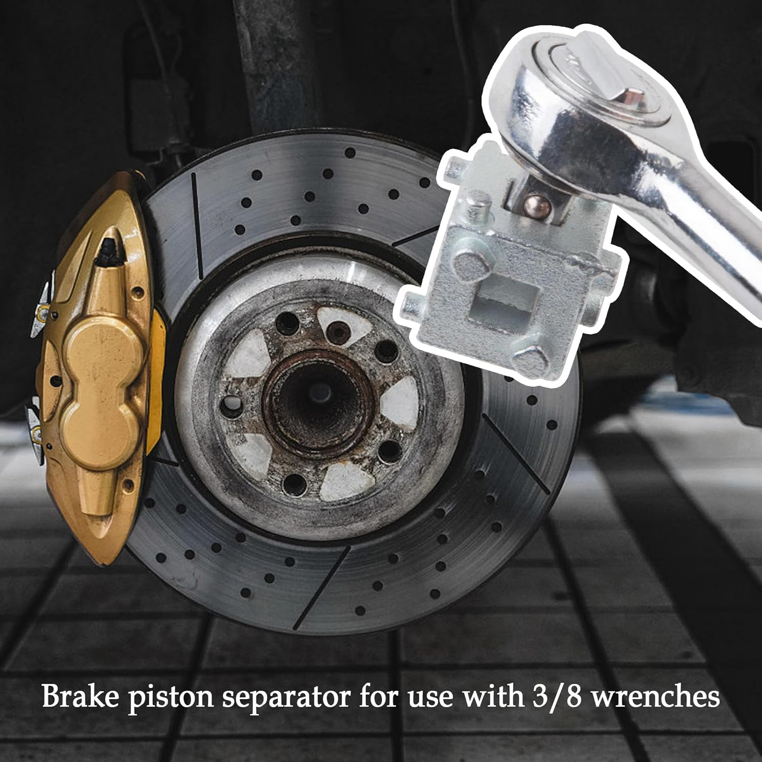 Car Cube Brake Caliper Compression Tool,Durable Steel Brake Caliper Tool Fits 3/8" Square Driver,Universal Car Accessories Car Rear Disc Brake Piston Tool Rotates Piston Back into Caliper image number 6