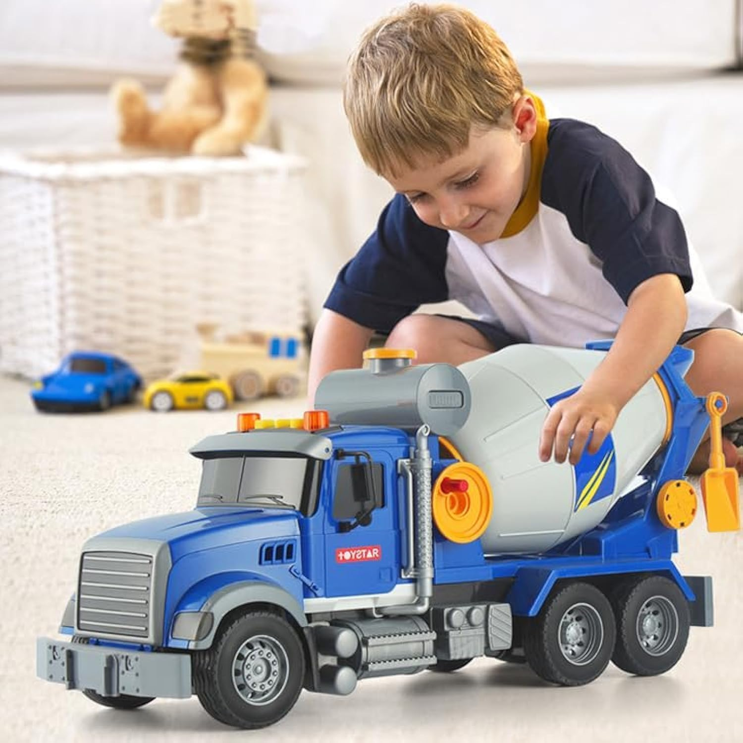 Kid Trucks, 15" Large Garbage Truck Toy, Friction Powered Waste Management Garbage Truck with Lights and Sounds,3 Trash Cans, Kids Toys for 3+ Years Old Boys, Vehicles for Kids Toddlers Gifts