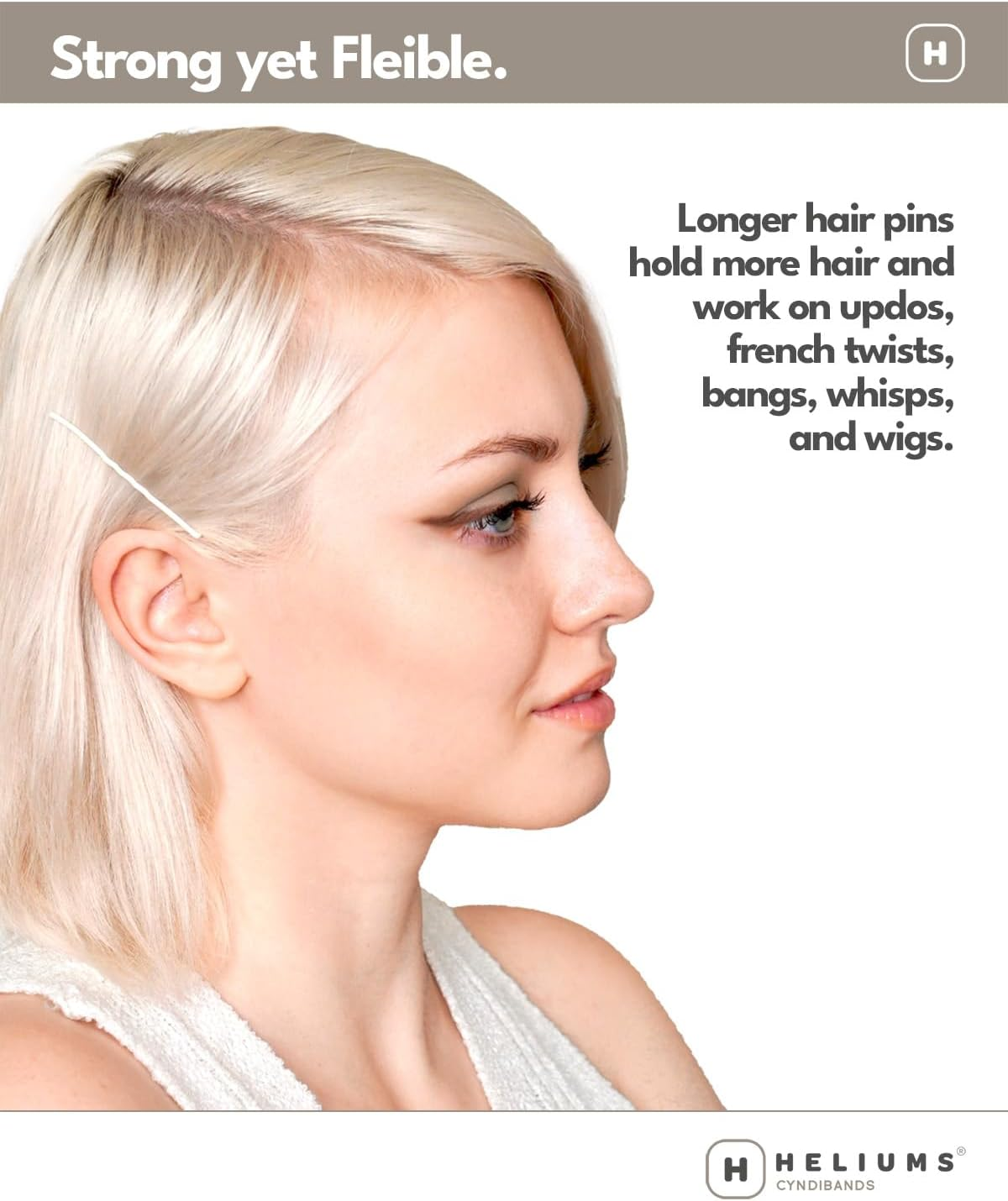 Heliums Large Bobby Pins - Silver Gray - 2.5 Inch Extra Long Wavy Hair Pins - 24 Pack - Auburn image number 2