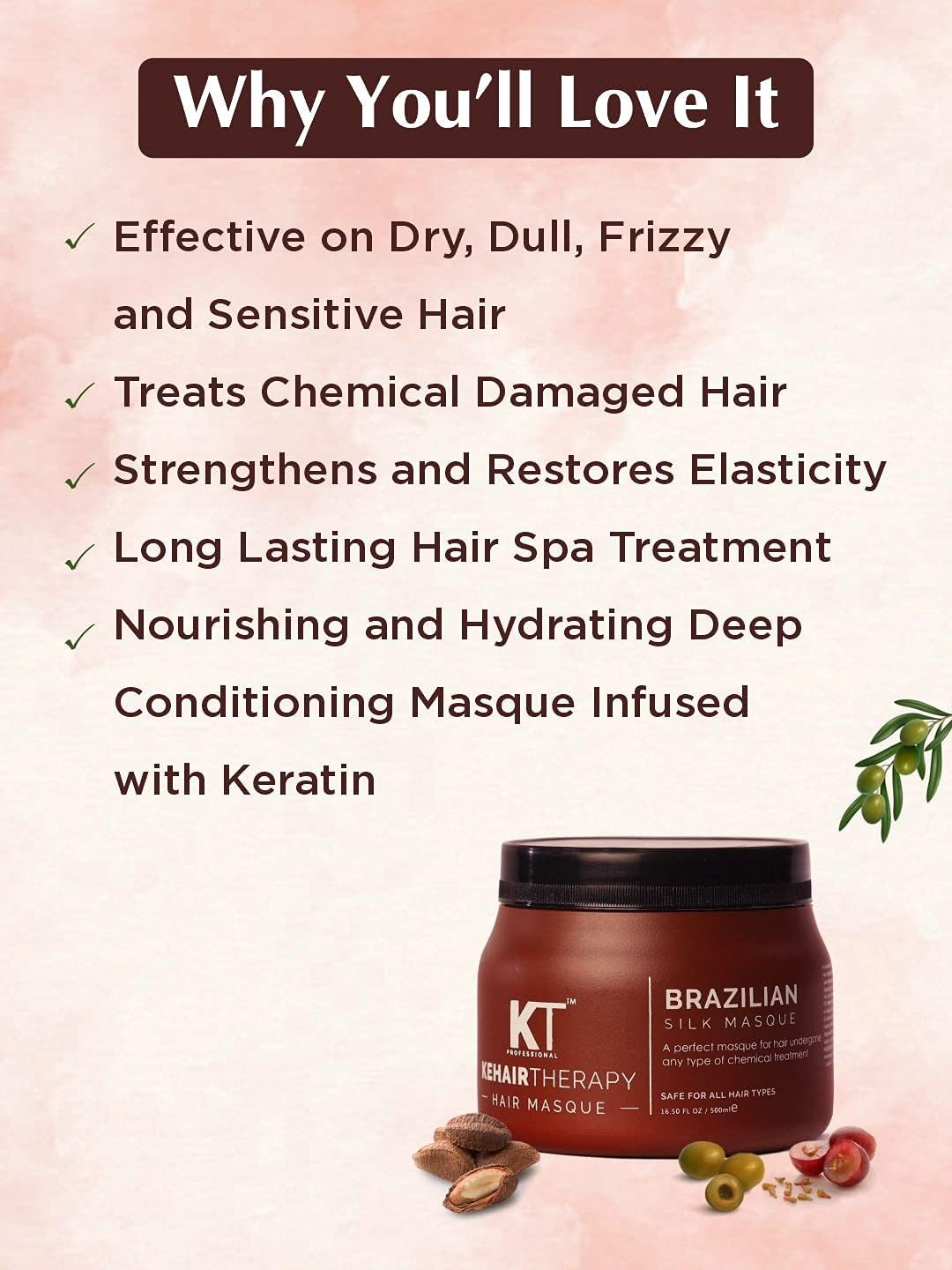 KEHAIRTHERAPY KT Professional Brazilian Silk anti Dandruff Masque 500Ml image number 3