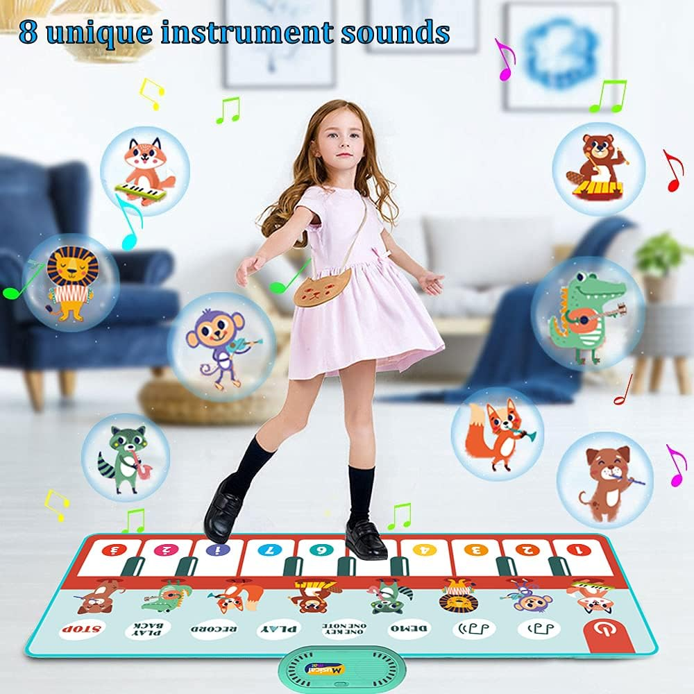 Kids Musical Piano Mats, Musical Toys Baby Floor Piano Keyboard Big Mat Carpet Blanket Touch Playmat Early Education Toys for 1 2 3 4 5 6+ Year Girls Boys Toddlers (110 X 38Cm) image number 4
