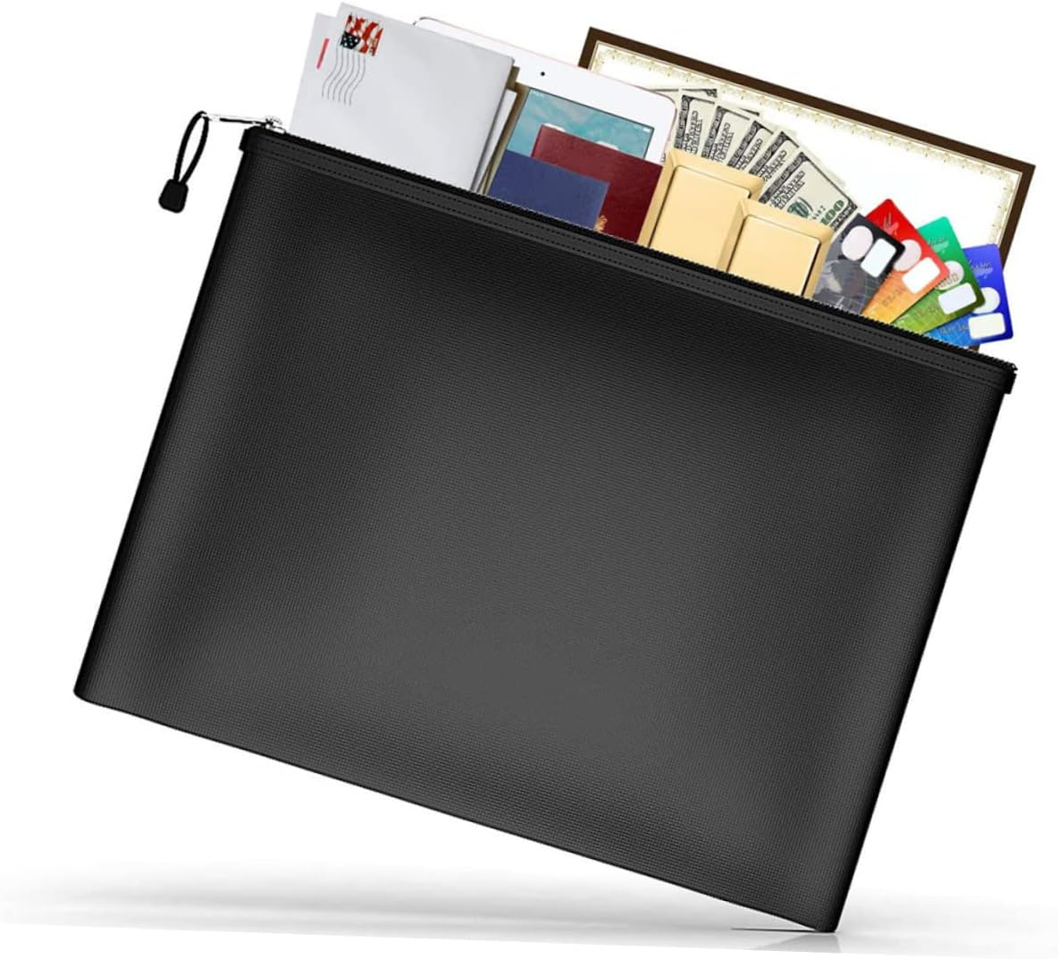 SOPOTUTU Fireproof and Document Bag for Important Documents Zippered Money Bag Metal Closure for Home Office File Storage image number 5