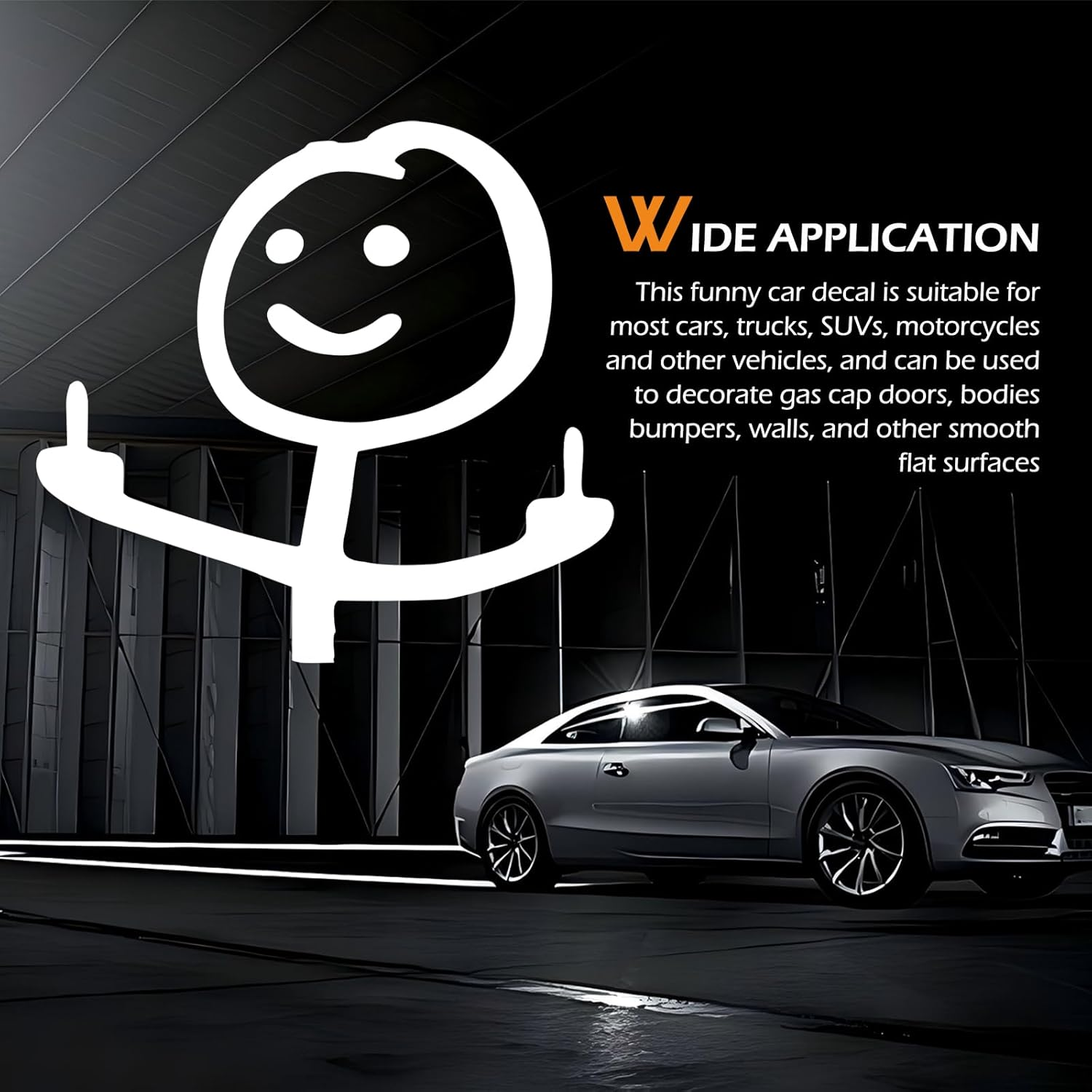 Car Decals, Funny Cartoon Middle Finger Sticker, Personalised Sticker, Auto Waterproof Vinyl Sticker, Personalised Graffiti Decal for Windshield, Bumpers, Window, Car Door (White) image number 1