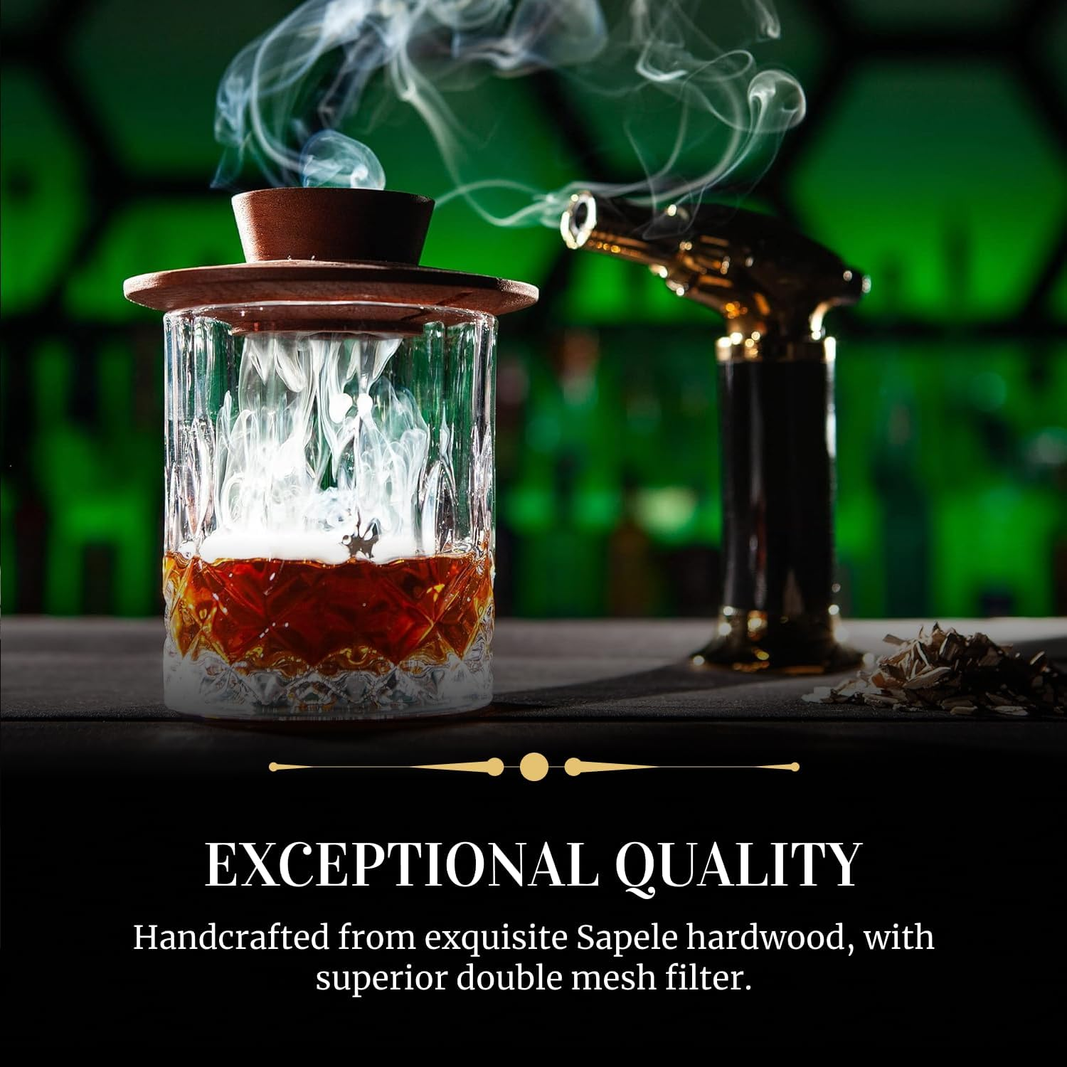 Cocktail Smoker Kit with Torch. Hardwood Whisky Smoker; Six Wood Chips; Butane Torch. Smoke Cocktails, Drinks, Bourbon, Old Fashioned. image number 5