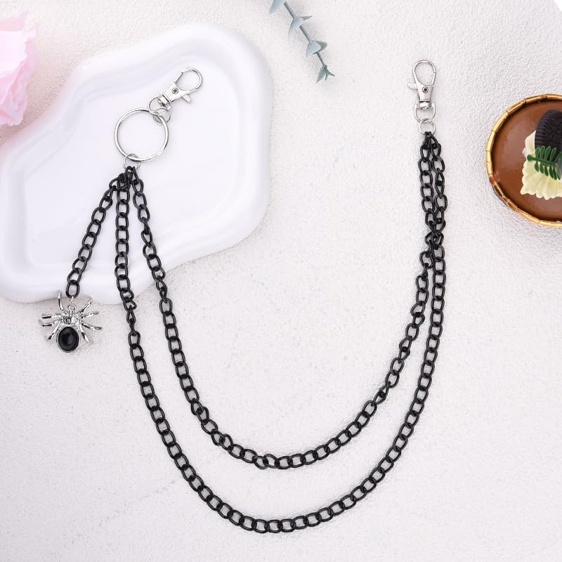 Punk Pants Chain Halloween Chains for Jeans Spider Pants Chain Layered Belts for Men Women image number 4