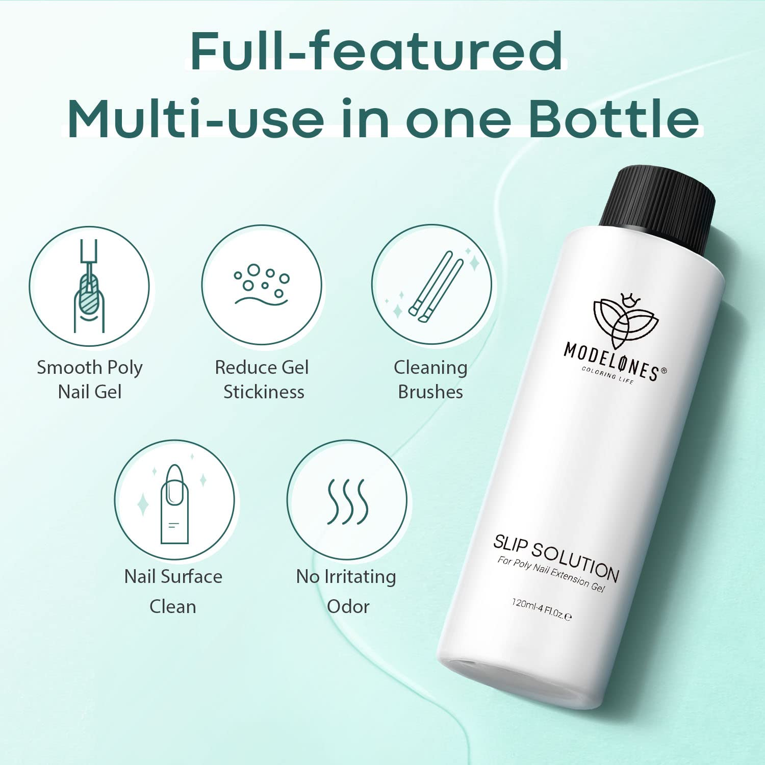 Modelones Slip Solution for Poly Nail Gel, Anti-Stick Gel Nail Extension Complete Kit with Nail Forms Nail Tips Clips Nail Art Tool DIY at Home image number 4