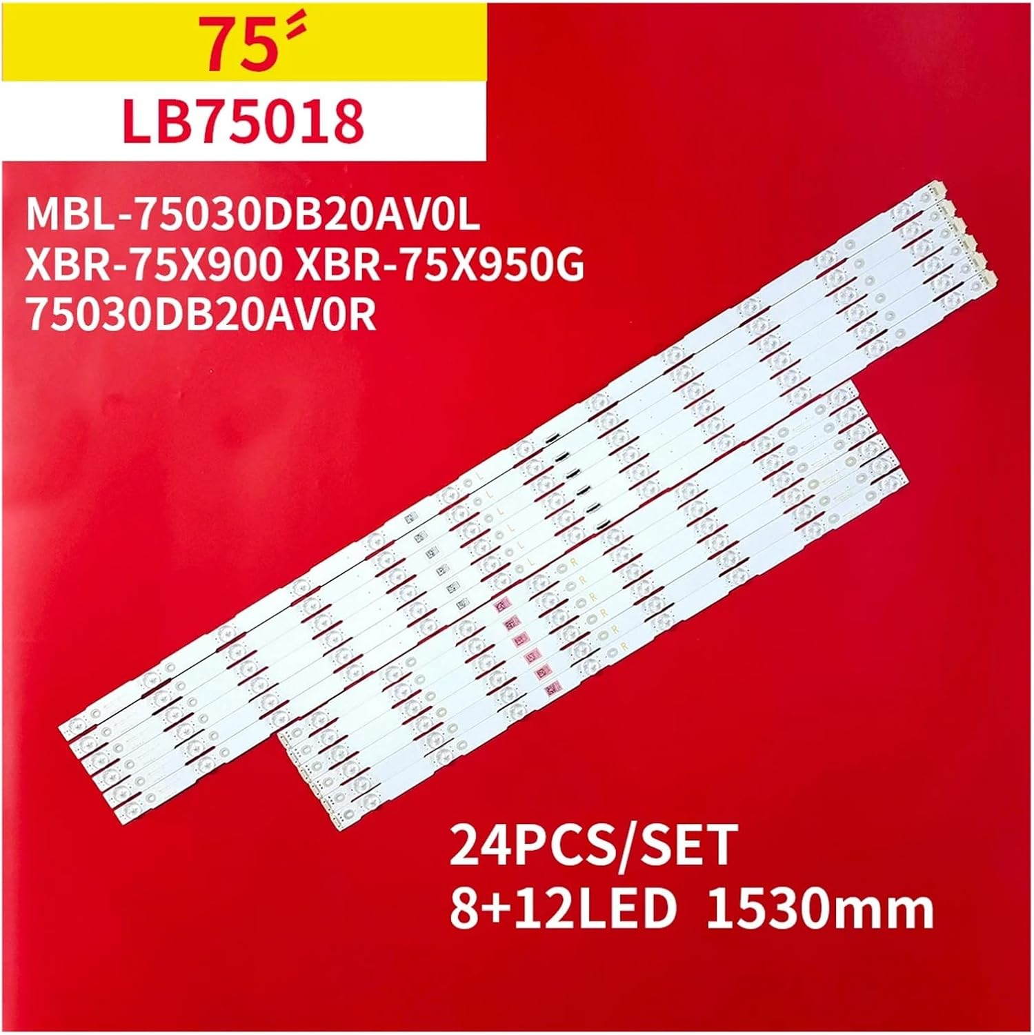 LED Backlight Strips for S-Ony 75" TV LB75018 V0_01 XBR-75X900 XBR-75X950G XBR-75X900F MBL-75030DB20AV0L 75030DB20AV0R image number 3