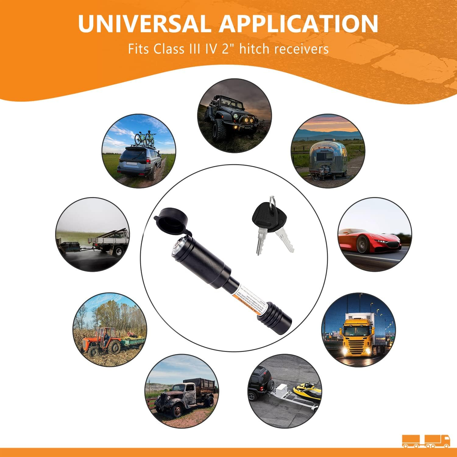 META Hardware Trailer Hitch Locks, Hitch Lock with 5/8'' Pin Fits Class III IV 2" Hitch Receivers, Tow Hitch Lock with Anti-Rattle O-Rings for Trailer Truck Car Boat (1 Pack) image number 4