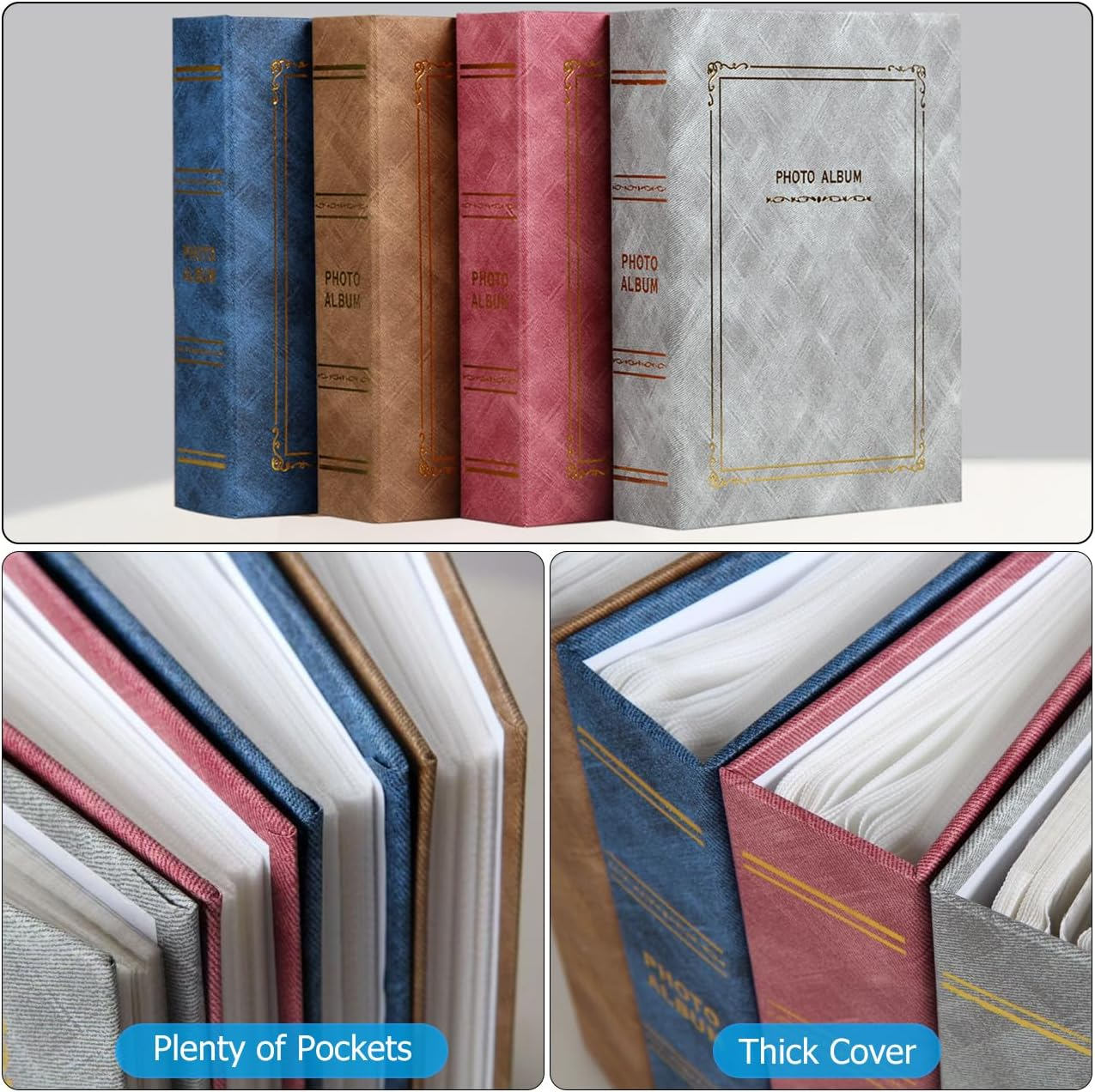 ​4X6 Photo Album with 200 Pockets - Memory Book for Baby, Wedding, Anniversary & Travel, Blue Cover​ image number 1