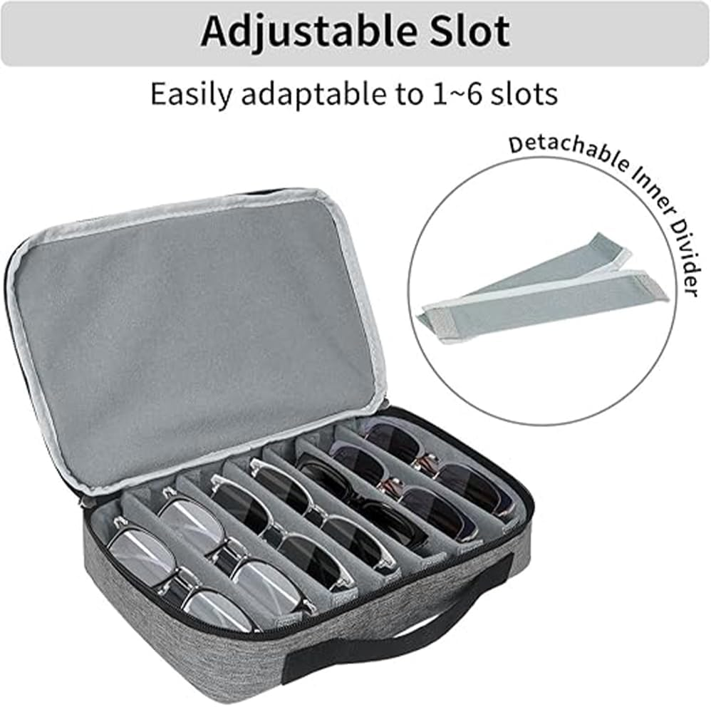 Travel Sunglasses Organizer Glasses Case, Adjustable 7 Slots Eyeglasses Storage Holder for Multiple Eyeglasses, for Multiple Eyeglasses Hard-Shell Portable Storage Box for Men Women image number 6