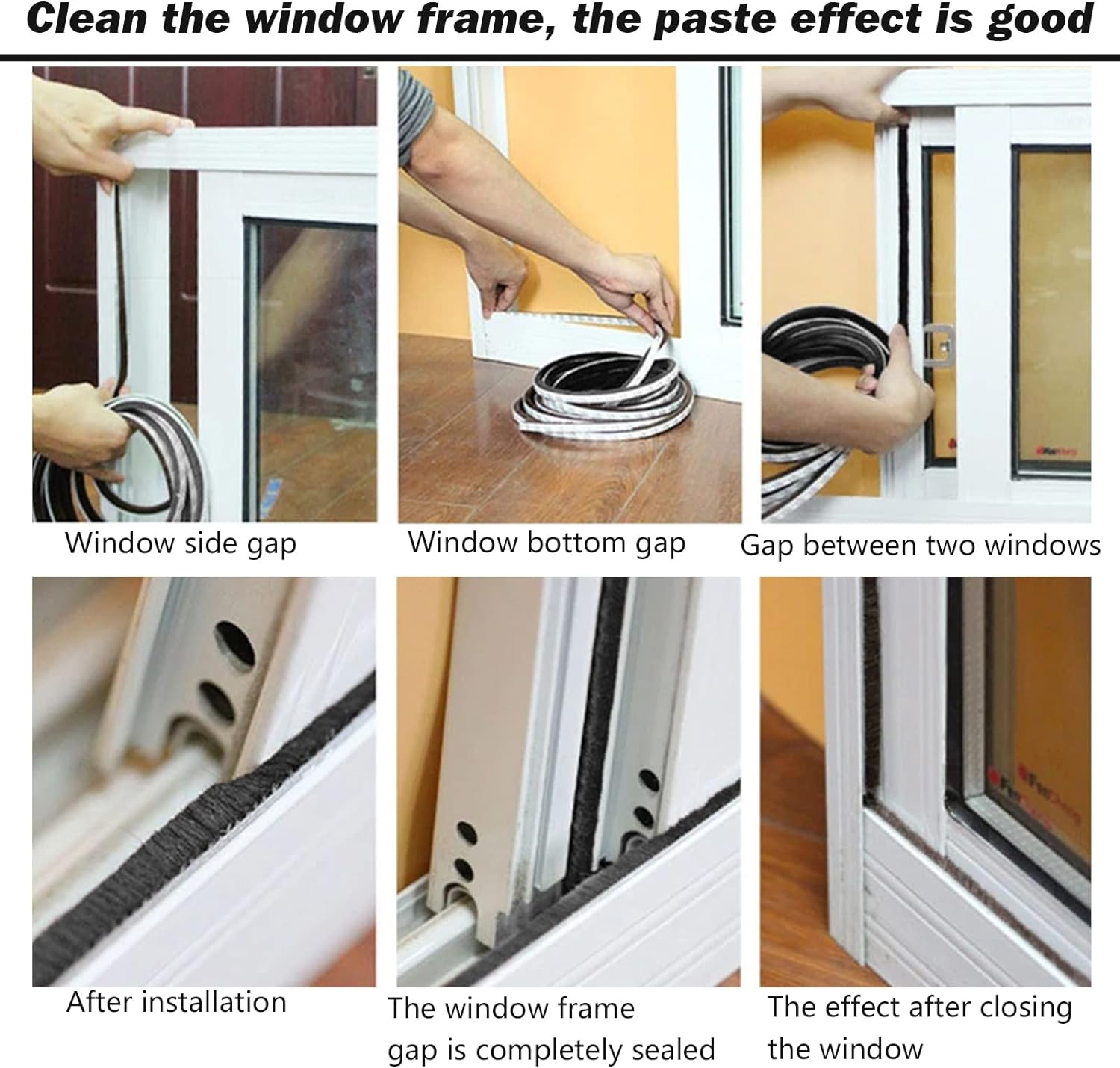 Self Adhesive Weatherstrip, 10M Dustproof Noise Reduction Windproof Window Door Seal Strip, Brush Weatherstrip for Home Classroom Office (White, 9 X 15Mm) image number 1