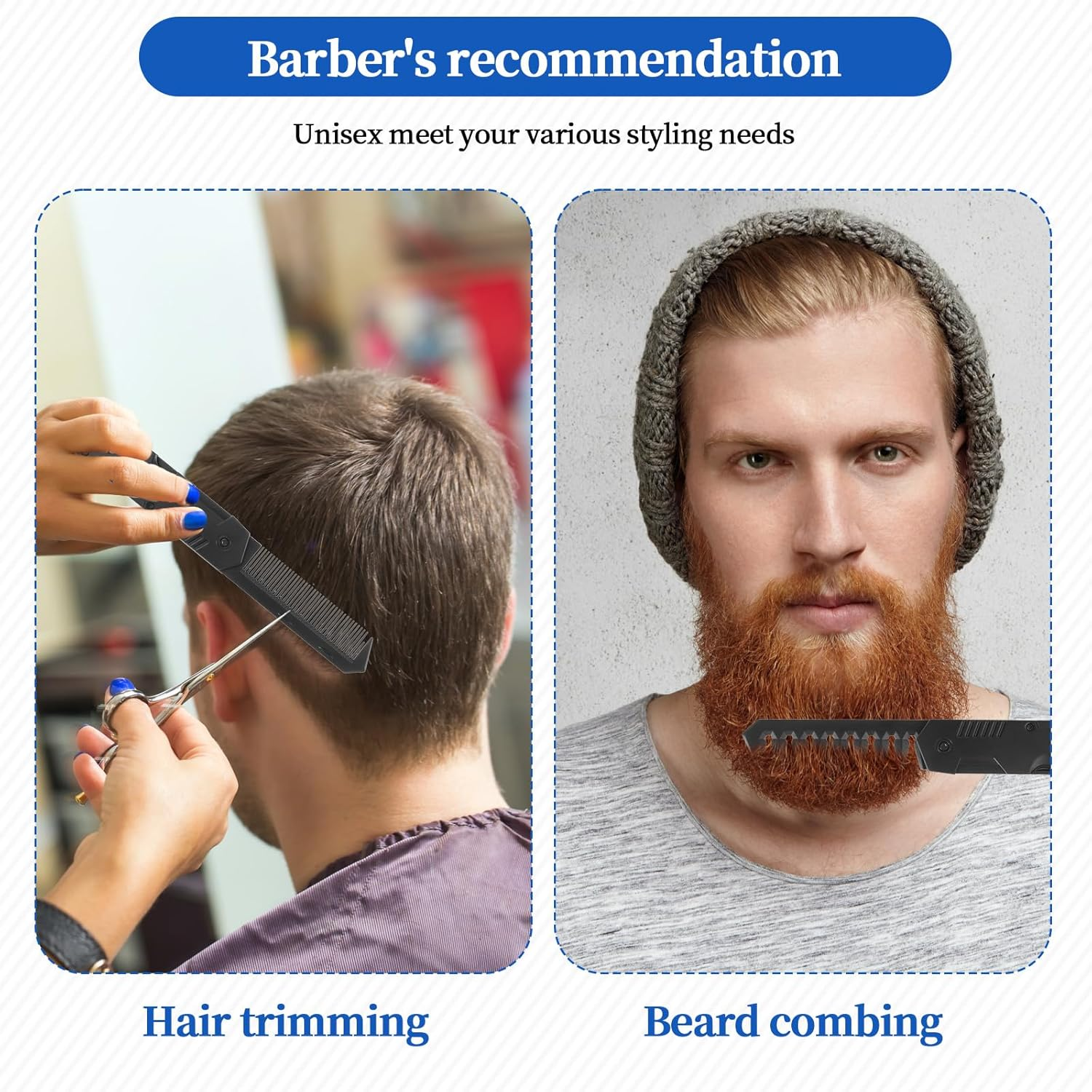 Protable Folding Comb Mens Foldable Hair Comb for Men 2 in 1 Pocket Beard Combs Travel Wide Tooth Size Combs for Groomsmen Father image number 1