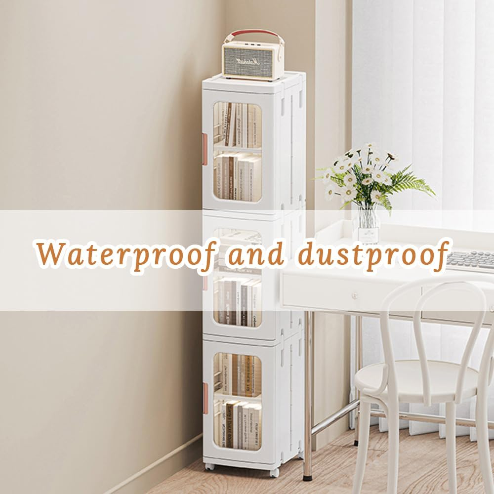 Bathroom Storage Cabinet with Wheels, Toilet Crevice Toilet Washbasin Supplies Storage Rack with Adjustable Shelves, Suitable for Small Spaces, Laundry Rooms, Kitchens, Living Rooms (Brown 2 Tier)