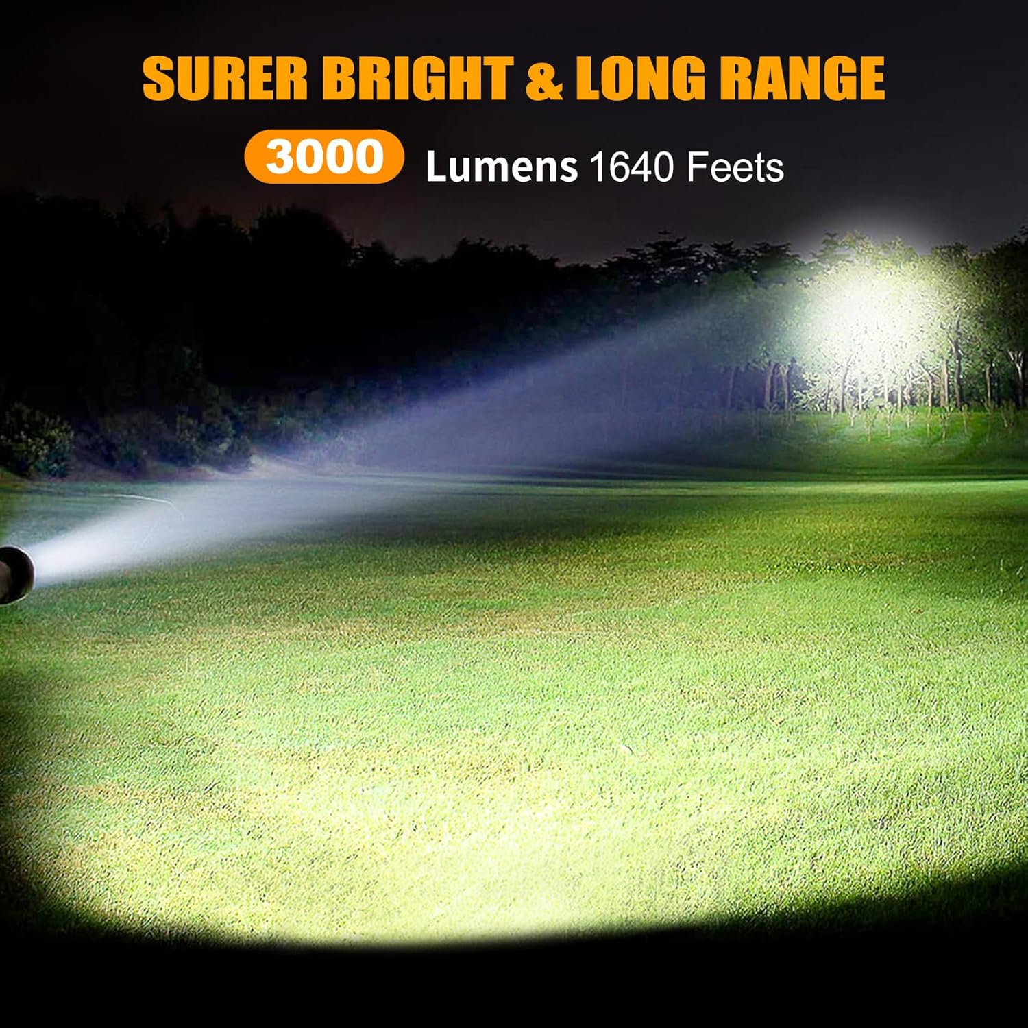 Rechargeable Spotlight, 3000 Lumens Bright LED Spotlight Flashlight, Long Running Spot Light Searchlight, Outdoor Handheld Spotlights with Solar Panels for Hunting,Camping,Boat,6 Spotlight Modes image number 2