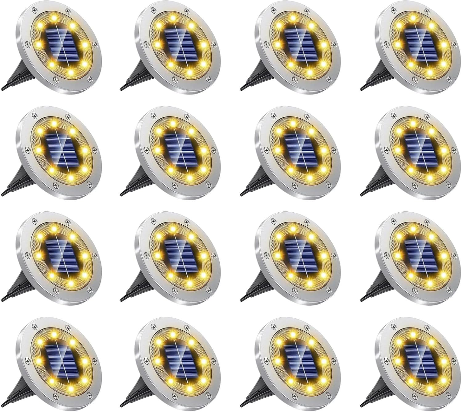 Solar Powered LED Buried Inground Recessed Light Garden Outdoor Solar Ground Lights, Waterproof Outdoor Light Landscape Lights for Pathway, Yard, Deck, Lawn, Patio, Walkway | Warm White | 4 Pieces image number 6