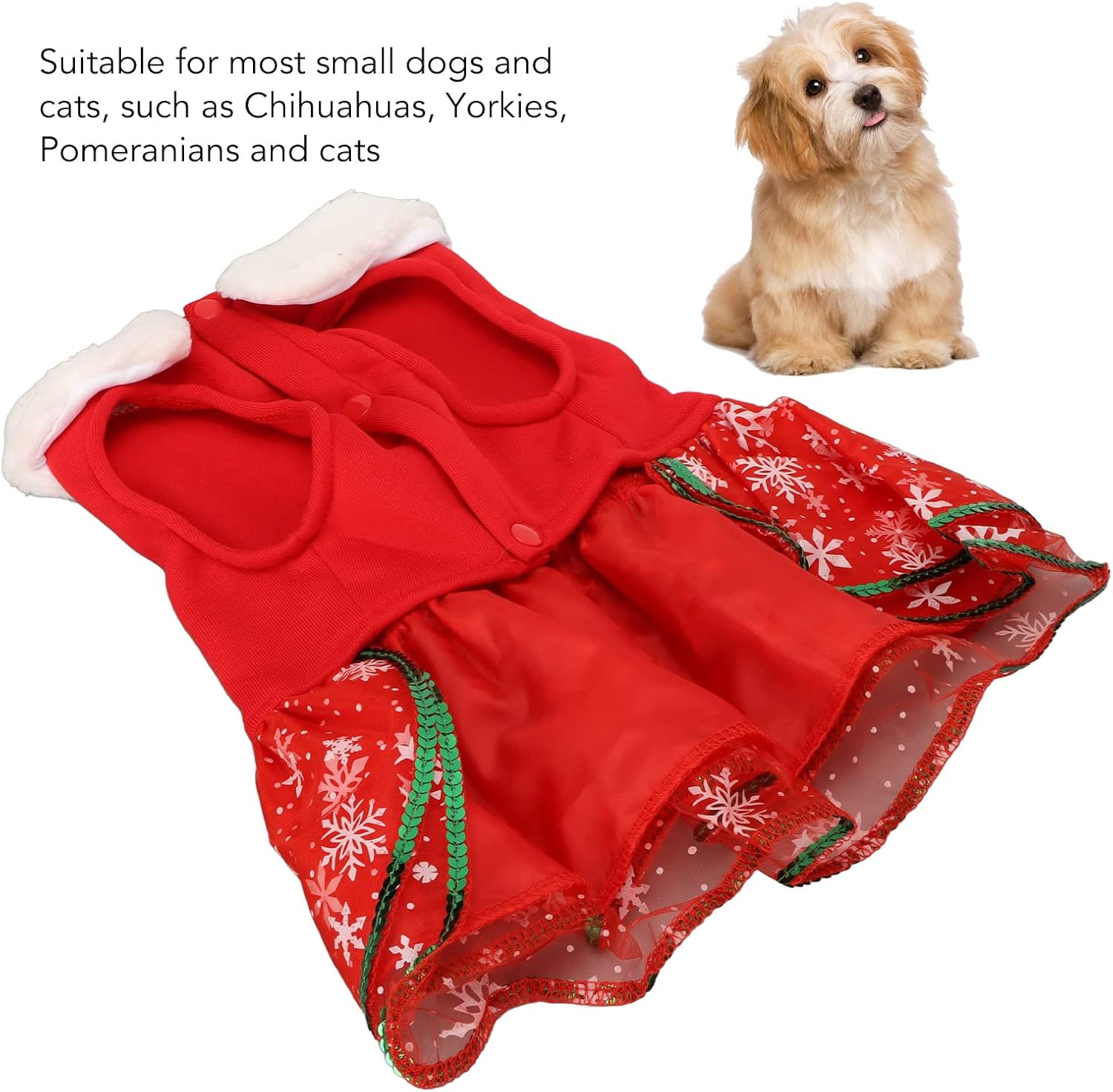 Pssopp Pet Christmas Dress Dog Christmas Outfit Innovative Elk Bow Knot Pet Costume Pet Christmas Costume for Small Dogs and Cats S image number 1