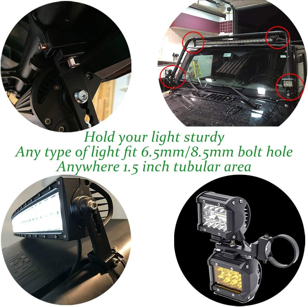 Tube Clamp Mounting Bracket, Roll Bar Clamps for 1.5 Inch Tube Roll Cage Bull Bar Roof Rack LED Light Bar Mount (Adjustable, 1 Pair) image number 6